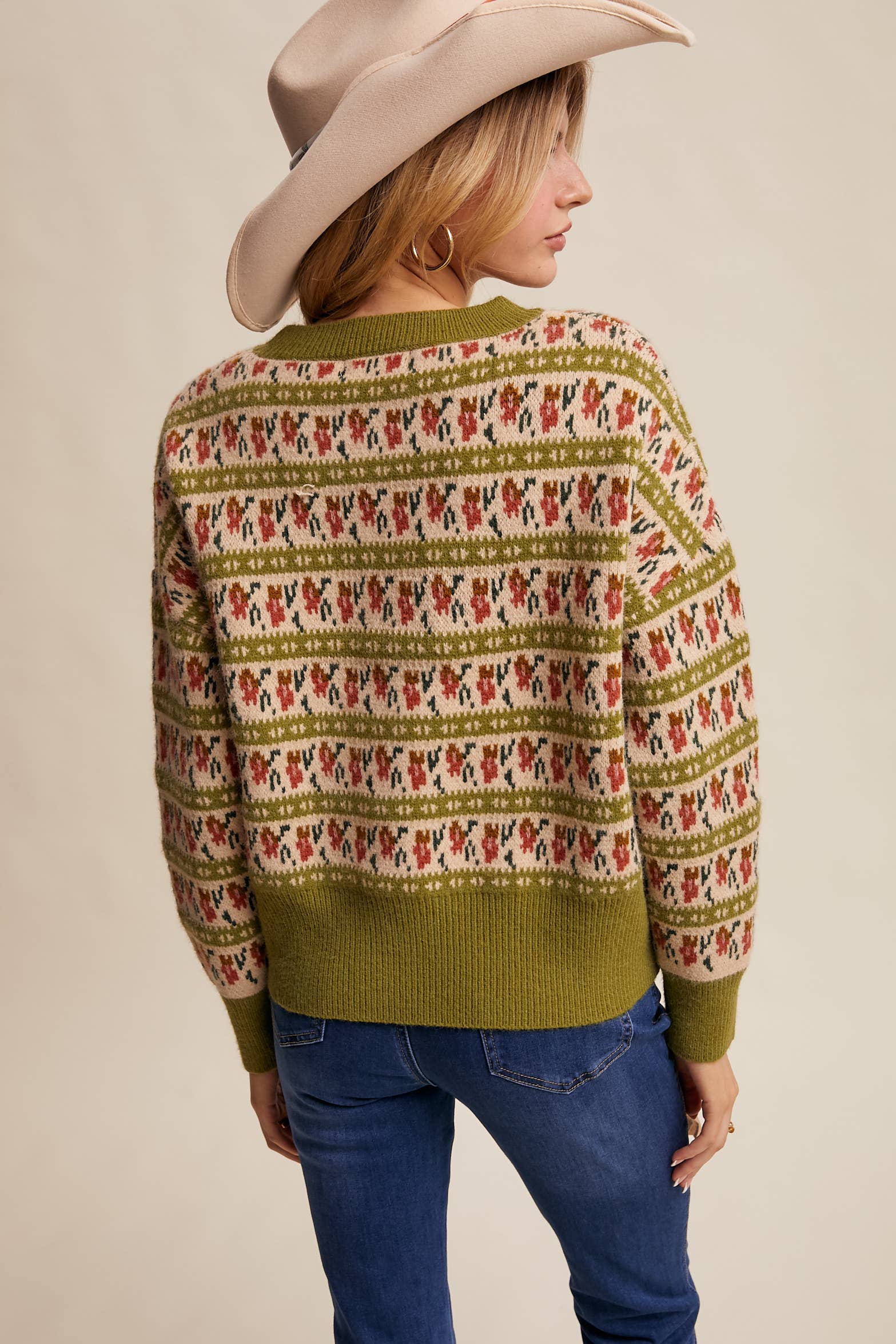 Western Jacquard Knit Sweater LSW1011 - Out of the Blue
