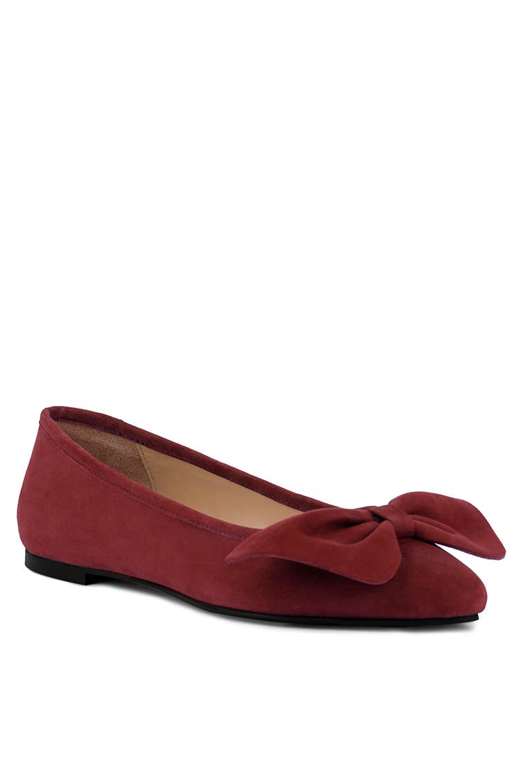 CHUCKLE Big Bow Suede Ballerina Flats: 10US / BLACK - Out of the Blue