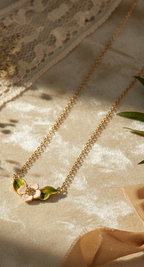 Poppy Anemone Gold Chain Necklace