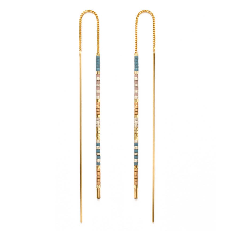 Miyuki Seed Bead Threader Earrings - Out of the Blue