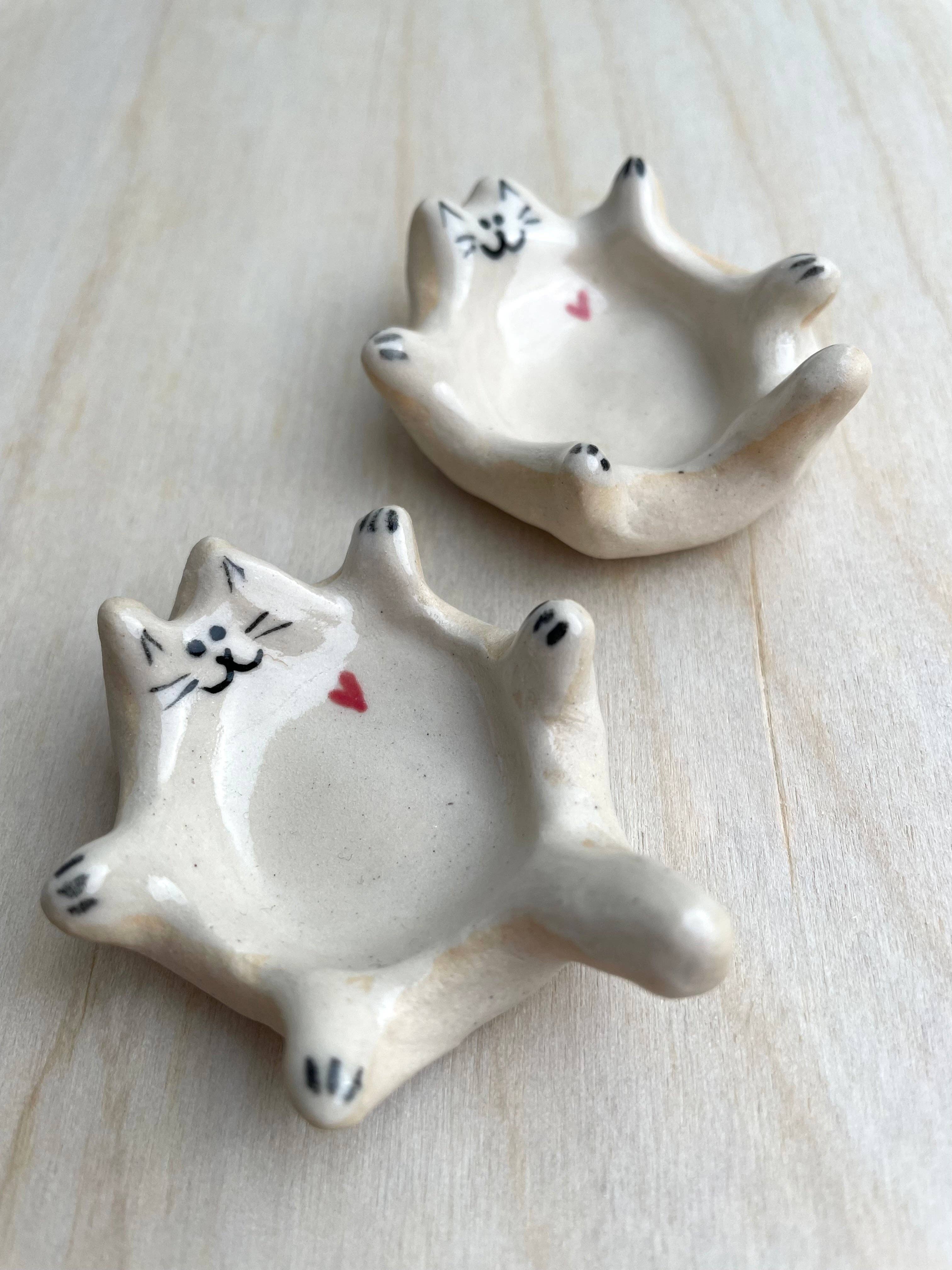 handmade ceramic cat ring dish - Out of the Blue