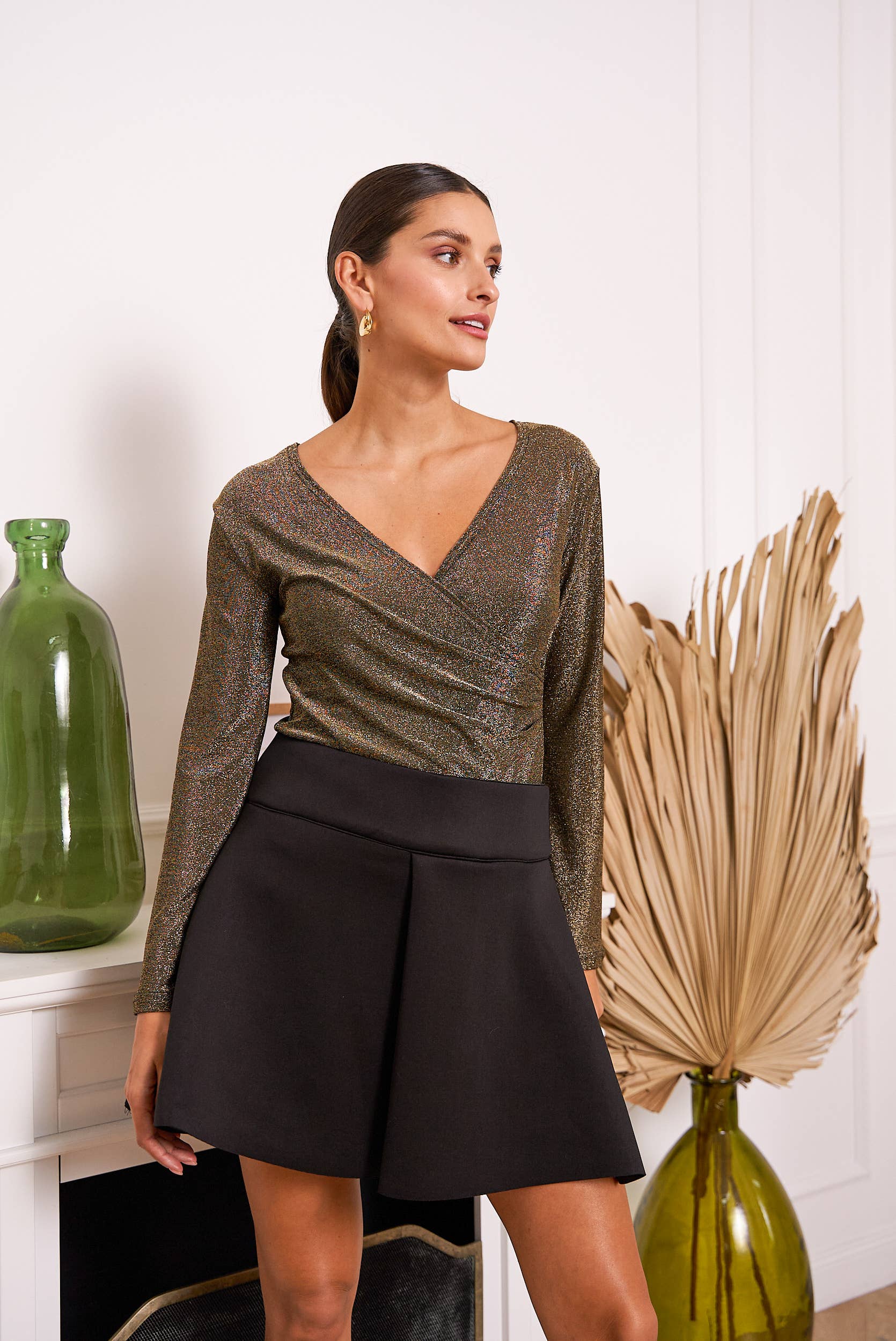 Top Annie wrap-around shiny in lurex - CK08107: Or / One size - Out of the Blue