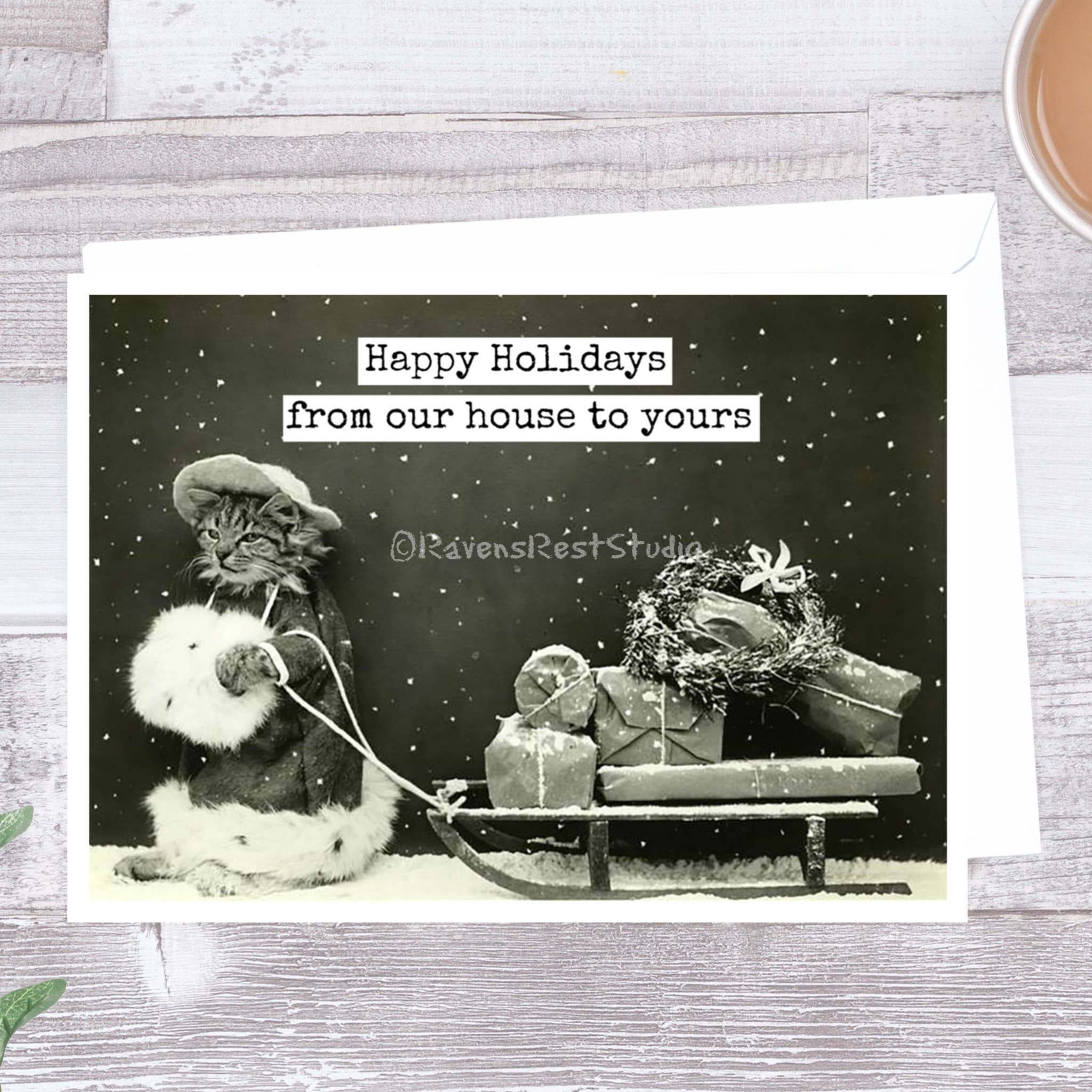 Happy Holidays From Our House To Yours. Christmas Card. - Out of the Blue