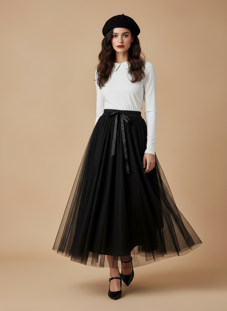 Aria long tulle skirt