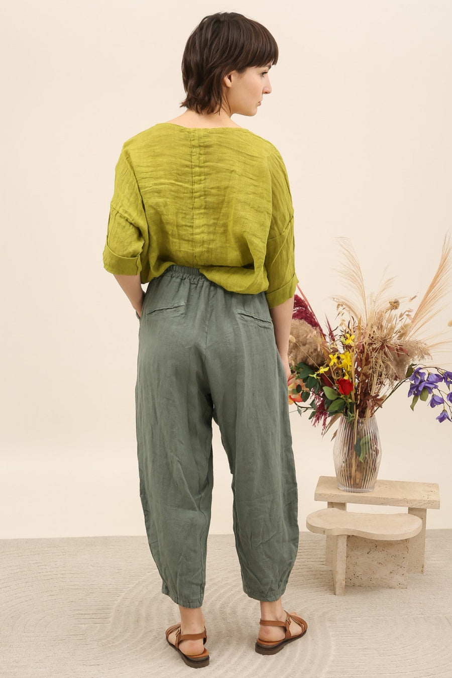 Barrel Linen Pants - Out of the Blue