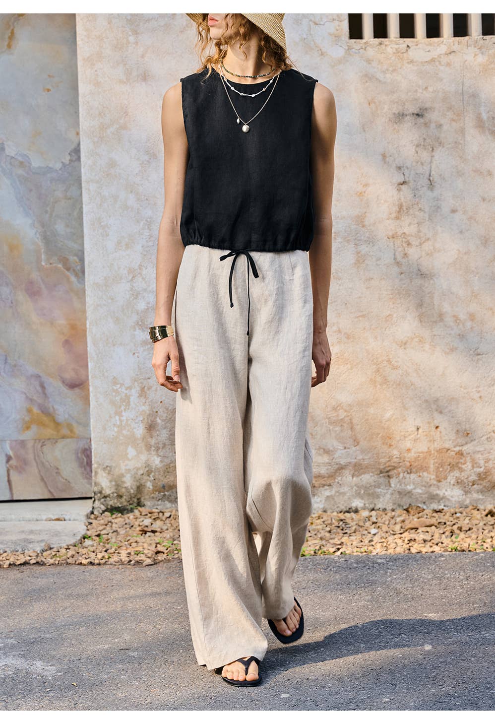 100% Linen Wide Leg Pants - Out of the Blue