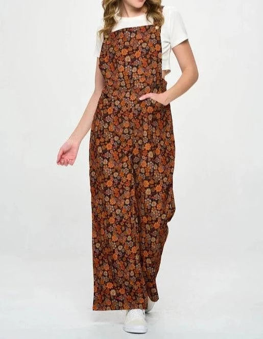 Floral Corduroy Overalls - Out of the Blue
