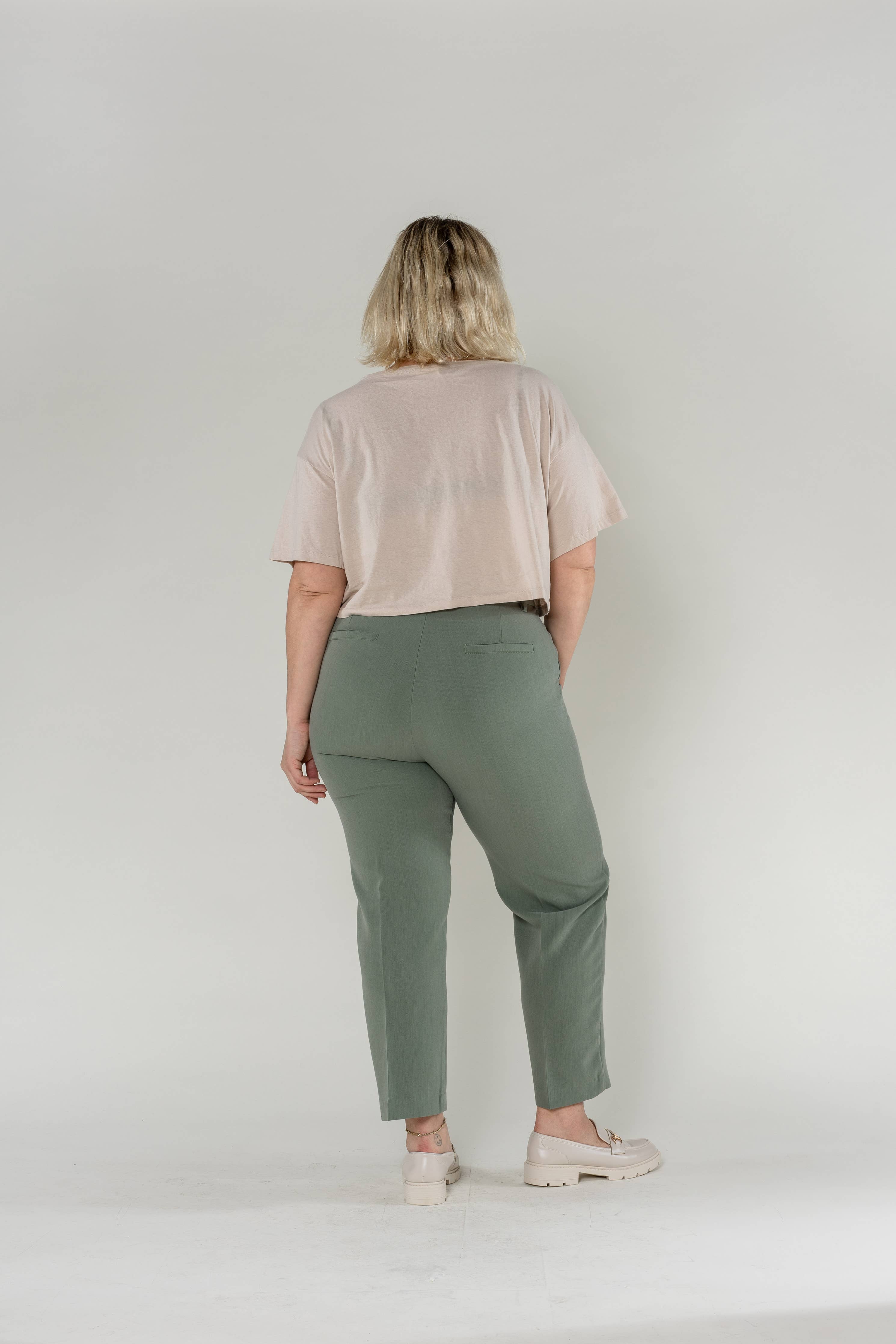 Women's high-waisted cigarette suit pants D002 - Out of the Blue