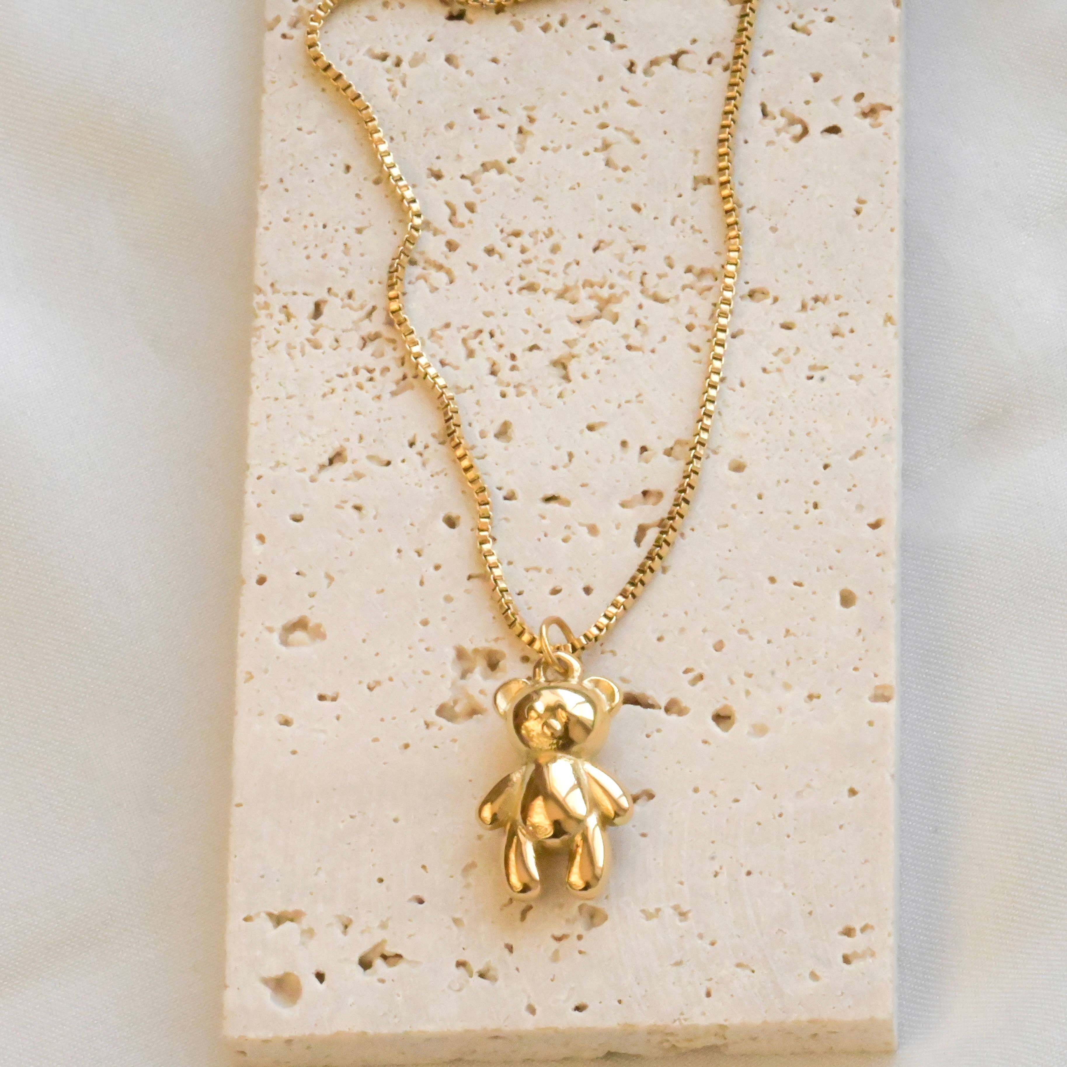 Whimsical Teddy Bear 18k Gold Pendant Necklace - Out of the Blue