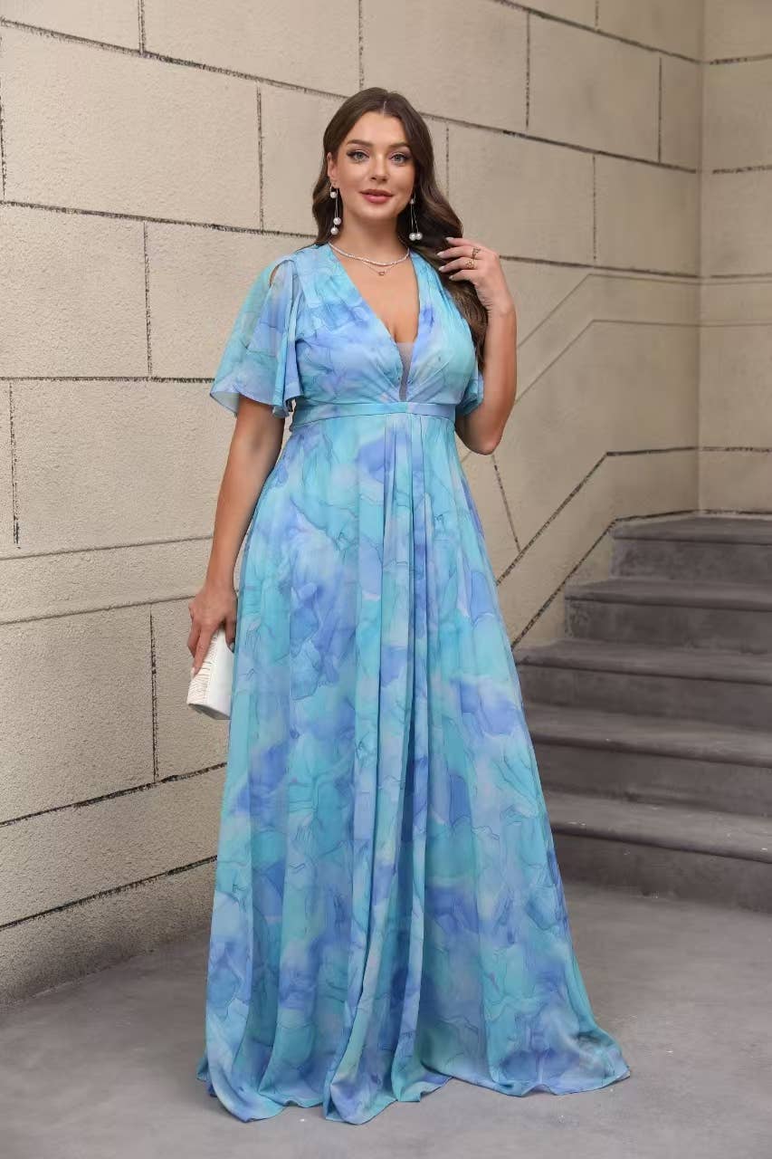 Monet Watercolor Dress - Out of the Blue