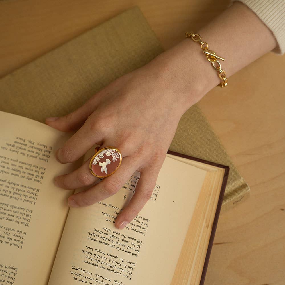 Hummingbird Cameo Ring - Out of the Blue