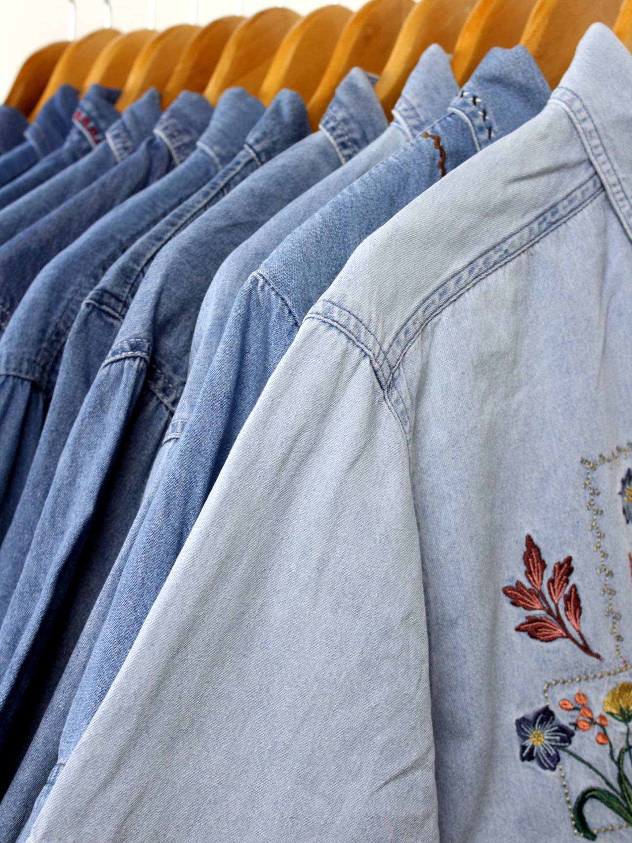 Reworked Vintage Denim Button-Up Shirt - Cropped - Out of the Blue
