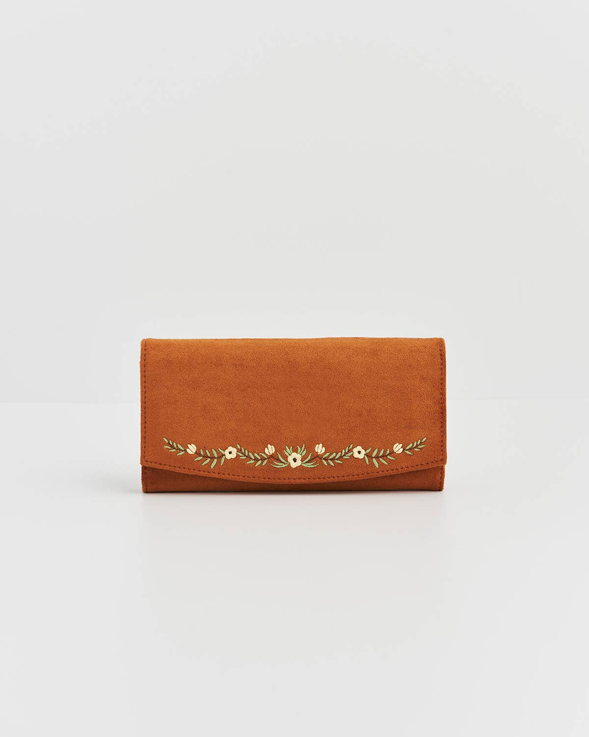Floral Tan Embroidered Wallet - Out of the Blue