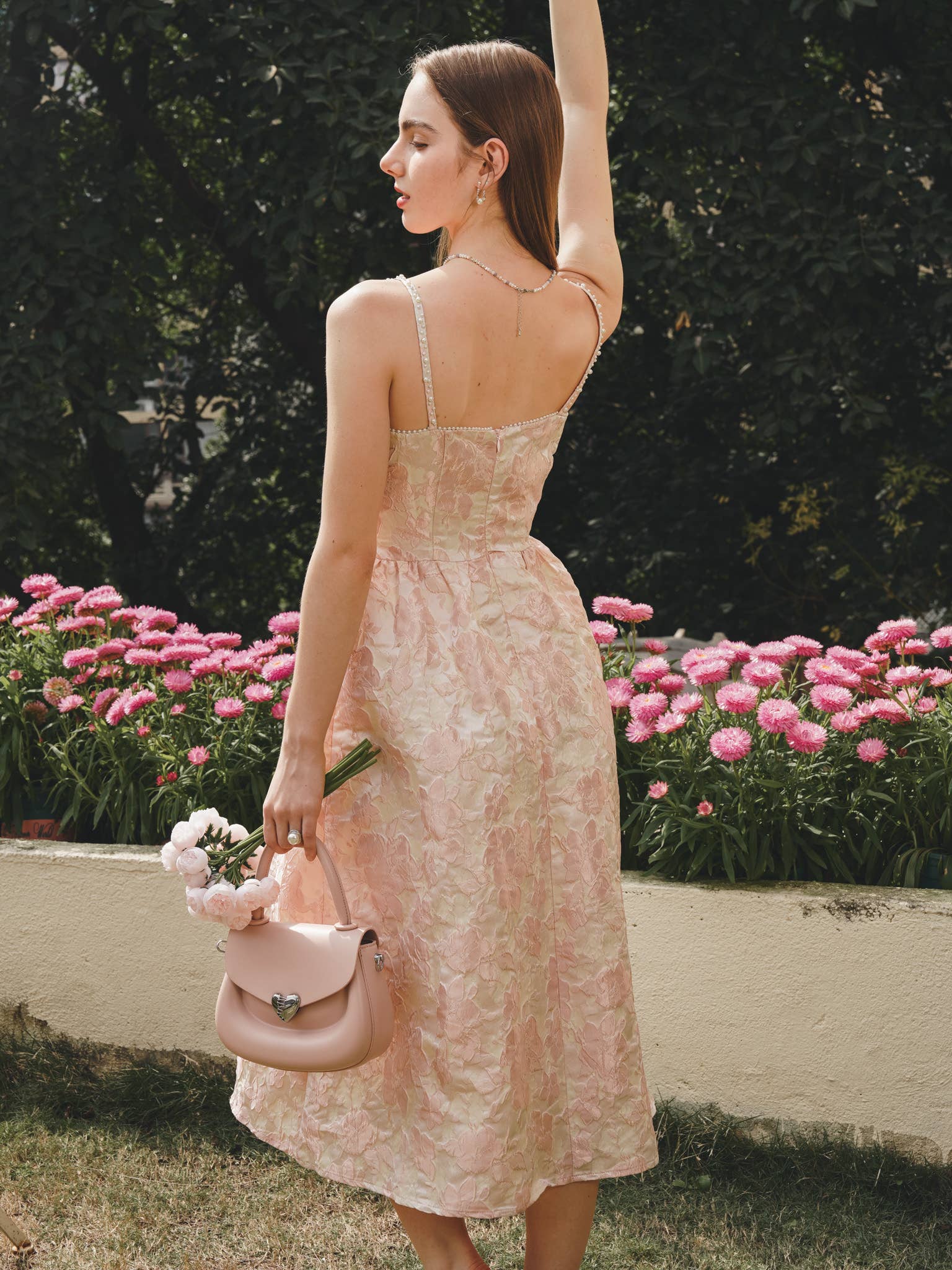 Pearl Embroidered Midi Dress