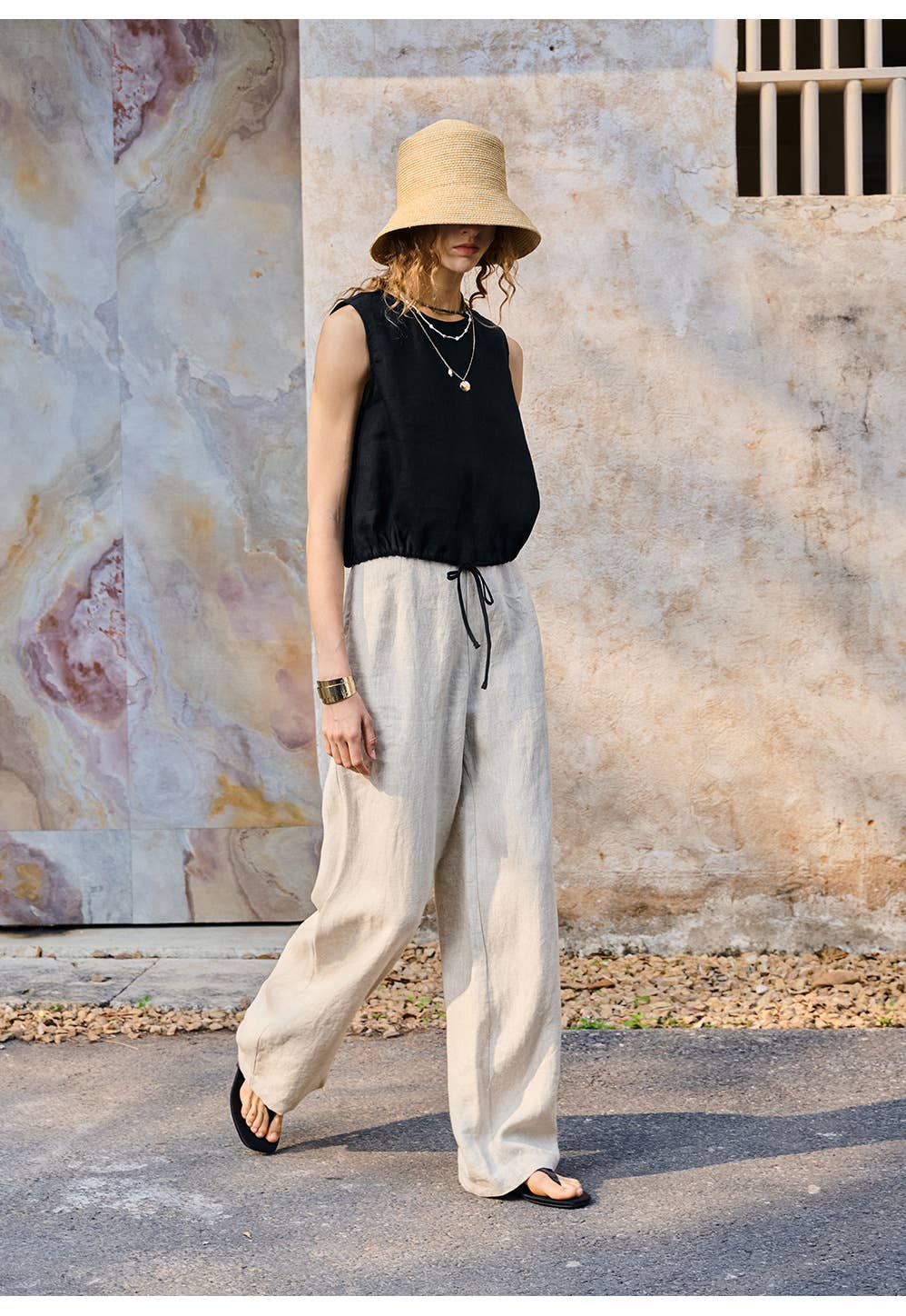 100% Linen Wide Leg Pants - Out of the Blue