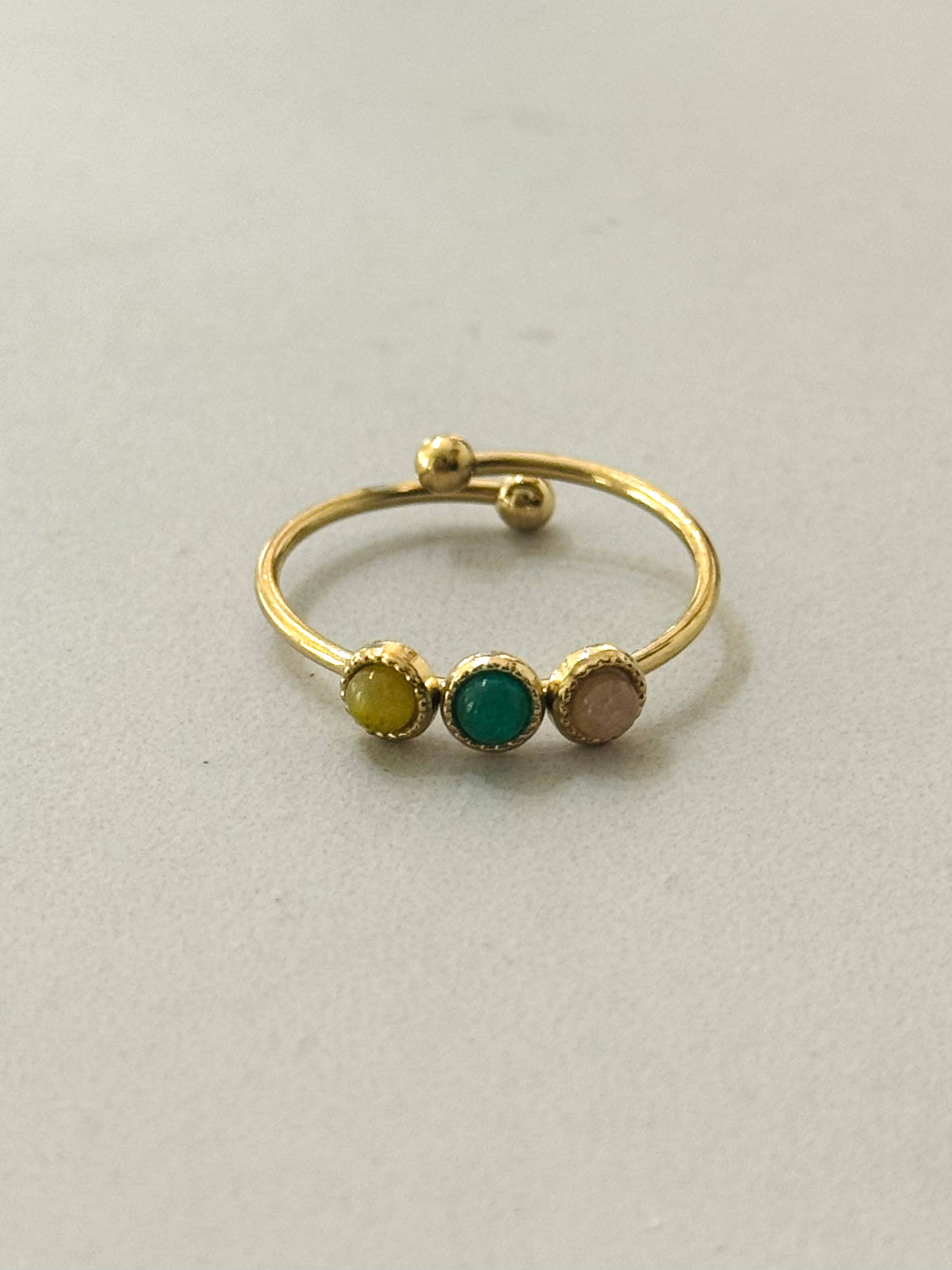 Minimal Adjustable Ring w Color Dots - Out of the Blue