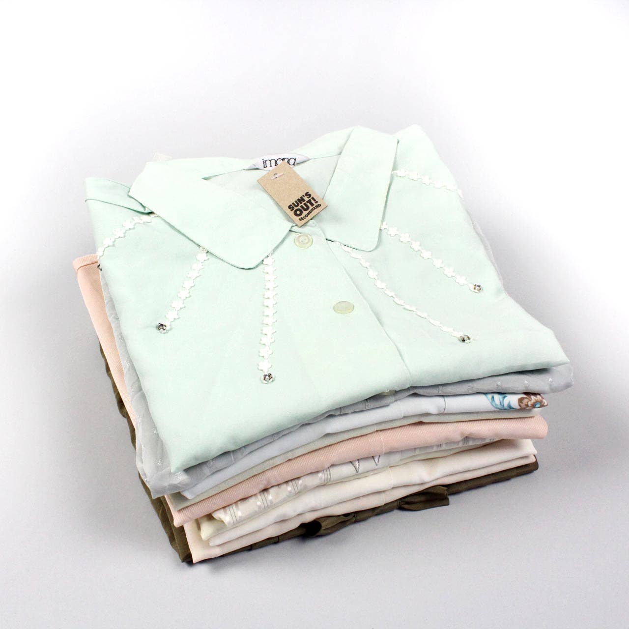 Upcycled Top - Sleeveless Cropped Button-Up Blouse - Out of the Blue