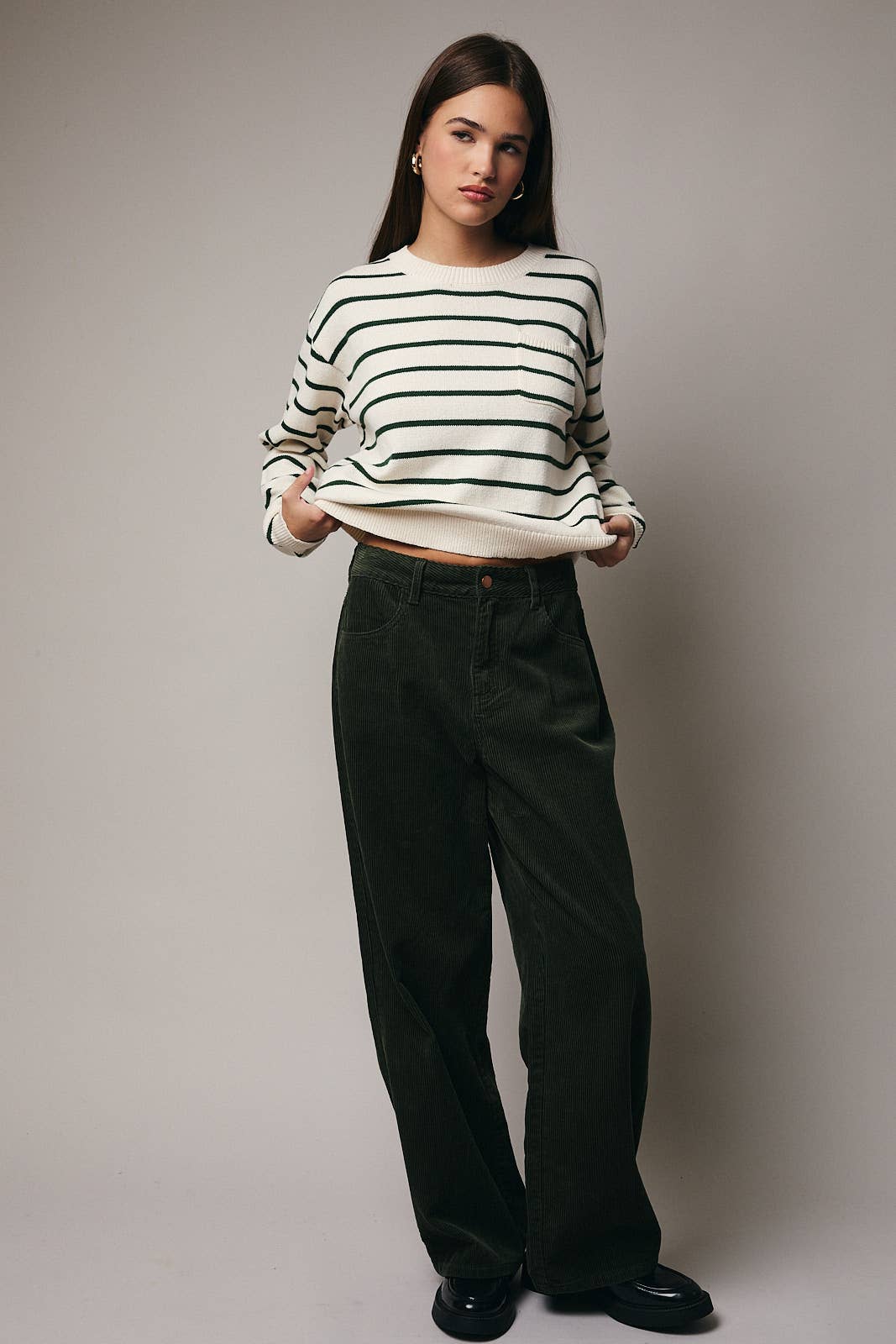 LONG SLEEVE STRIPE SWEATER - Out of the Blue