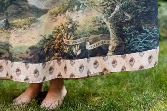 The Mythmaker Bohéme Maxi Slip Dress w/ Landscape & Unicorn - Out of the Blue