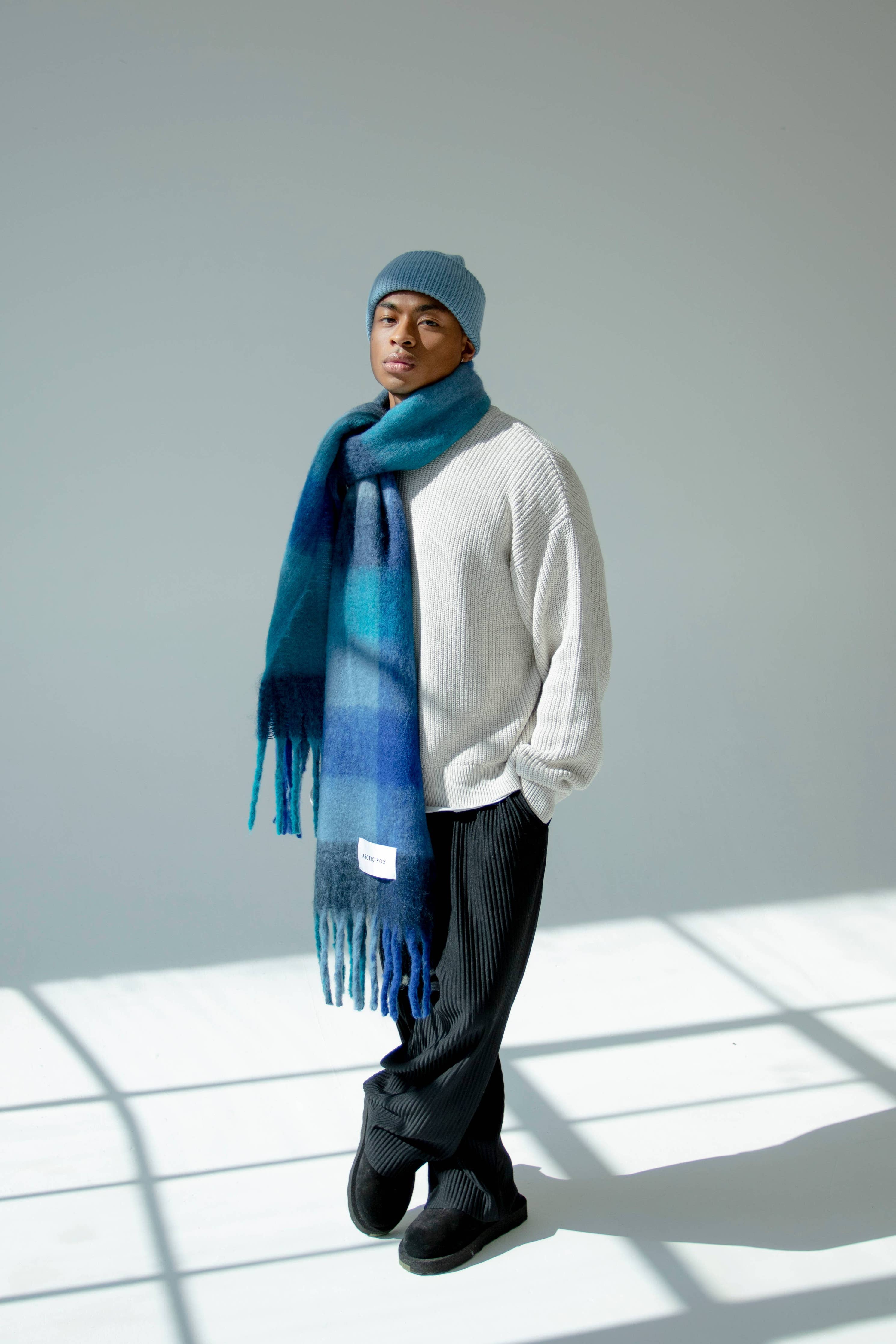 The Reykjavik Scarf - 100% Recycled - Blue Check - FW25 - Out of the Blue