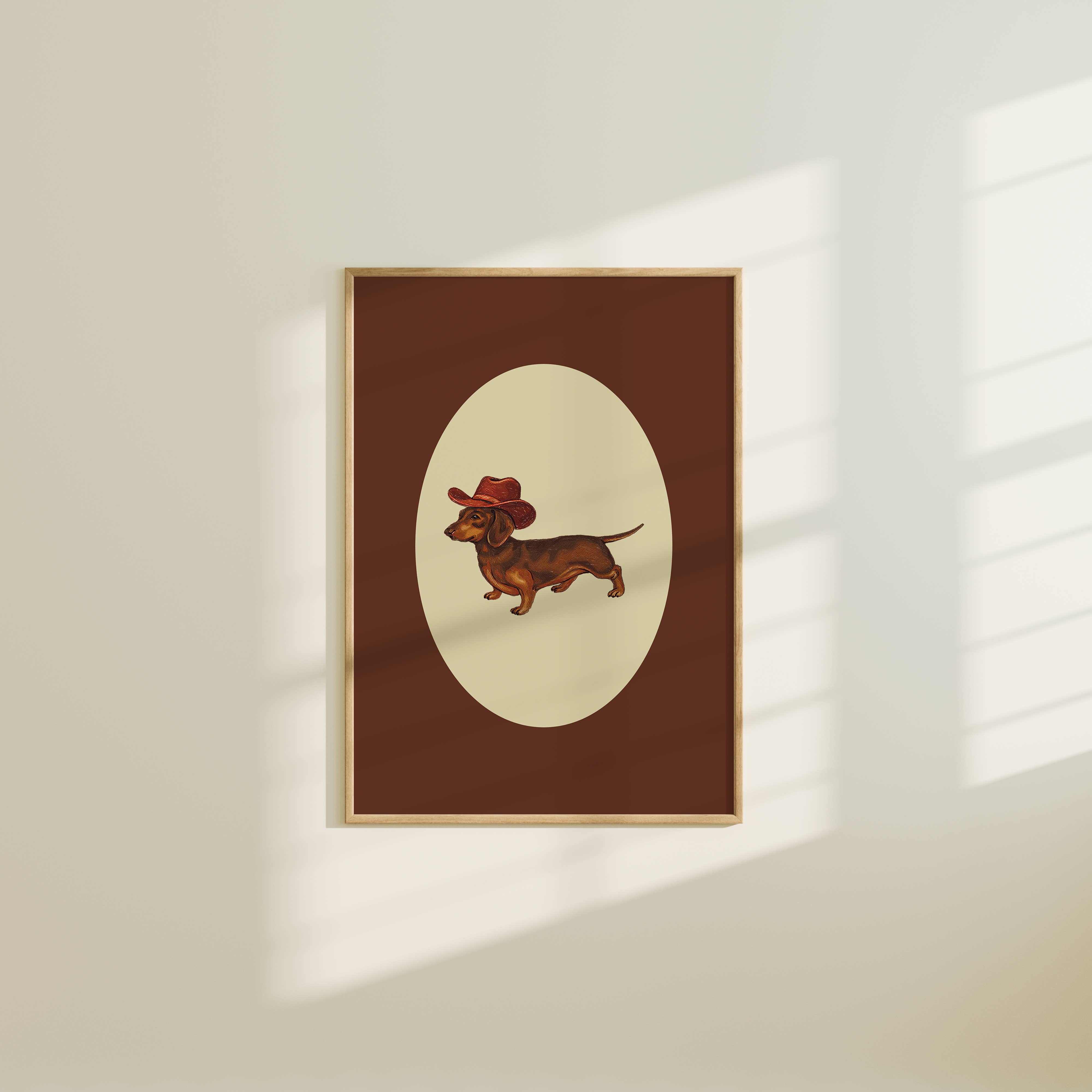 Western Dachshund/Cowboy Weiner Dog Wall Art Print - Out of the Blue