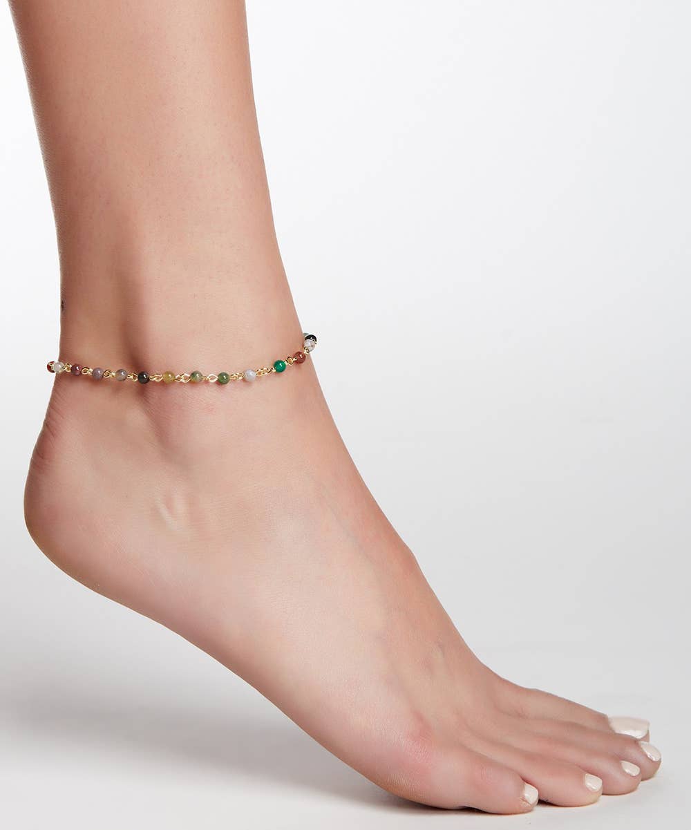 Mixed Jasper Beaded Anklet - Out of the Blue