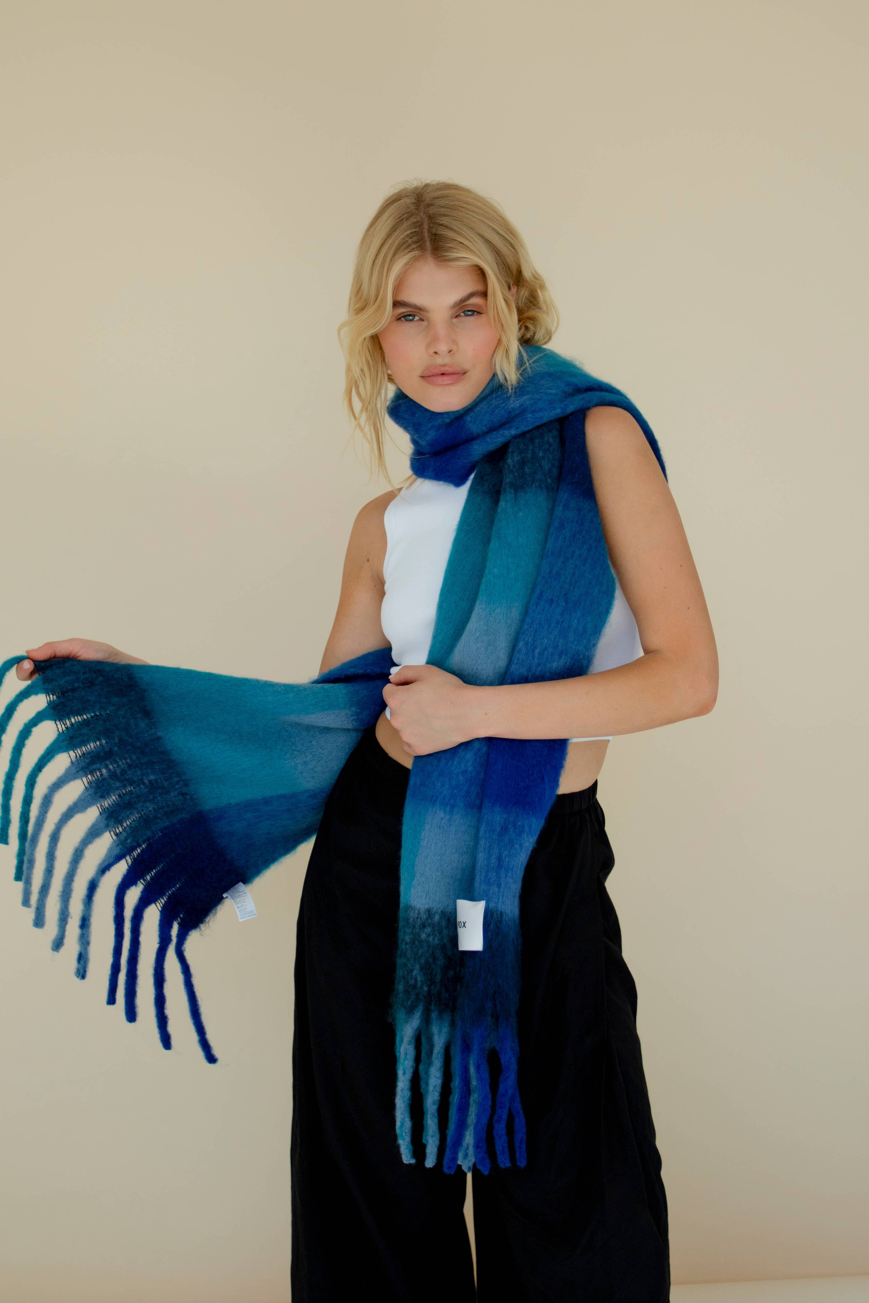 The Reykjavik Scarf - 100% Recycled - Blue Check - FW25 - Out of the Blue