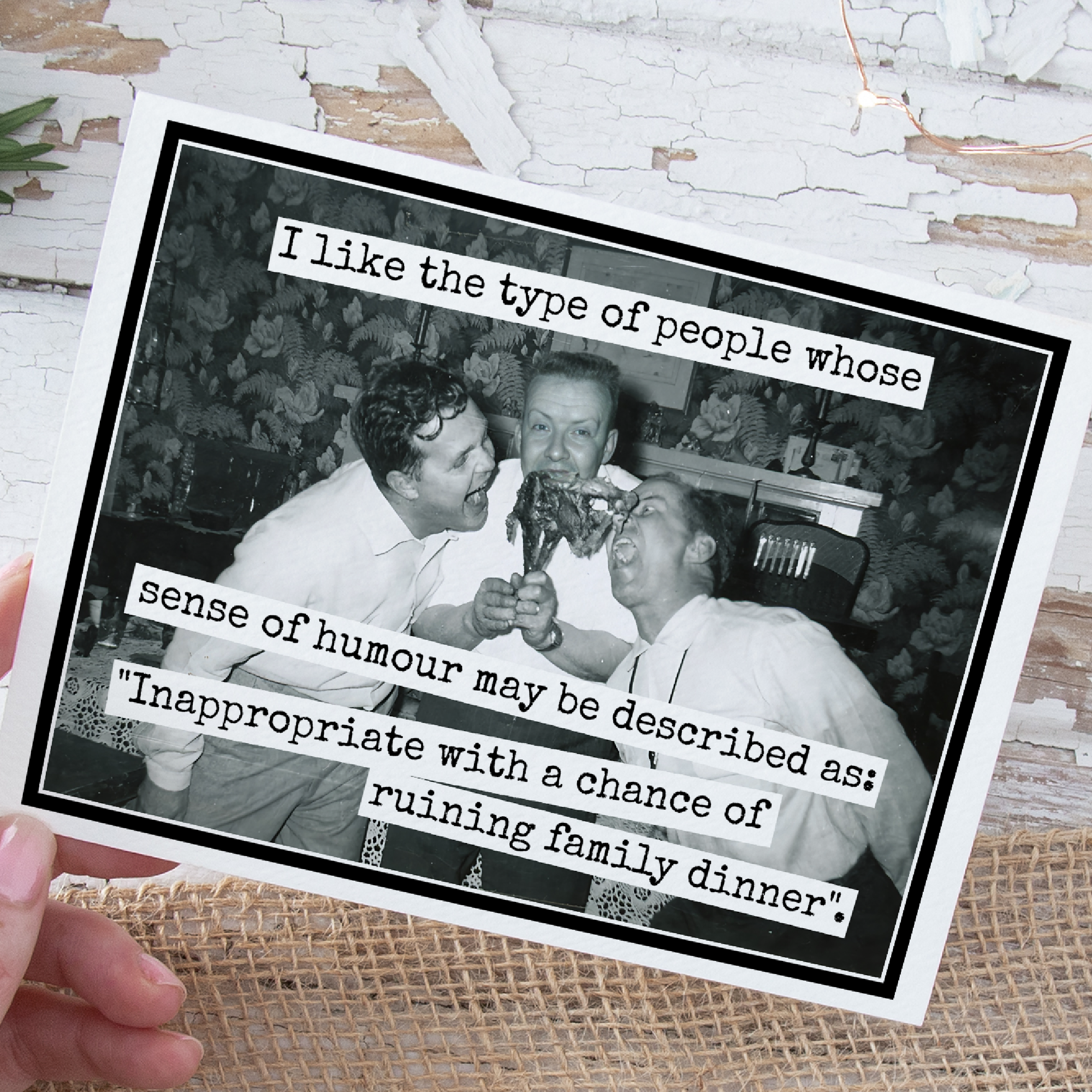 Funny Christmas Card. Chance of Ruining Family Dinner - Out of the Blue