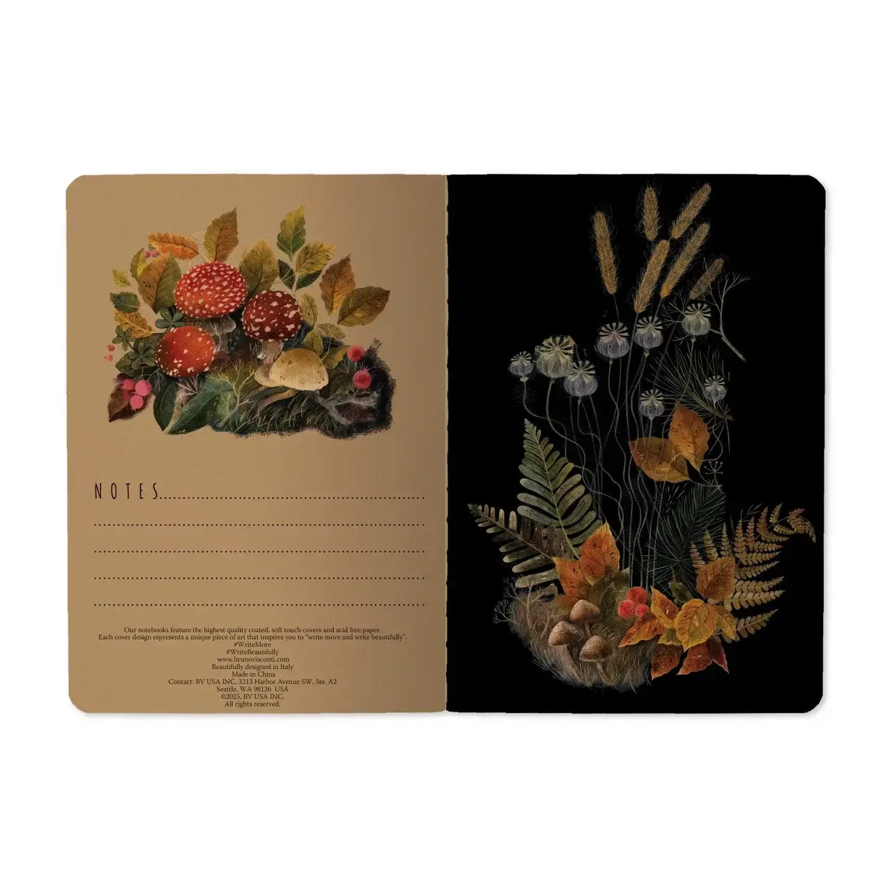 A6 Passport Notebook - Forest Mushrooms - Out of the Blue