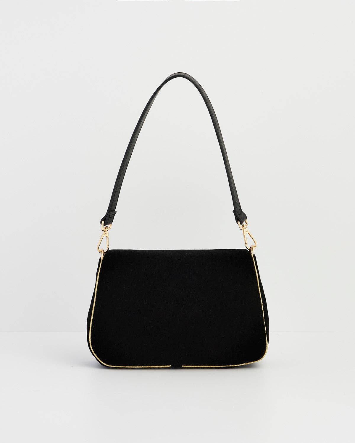 Rose Embroidered Black Clutch