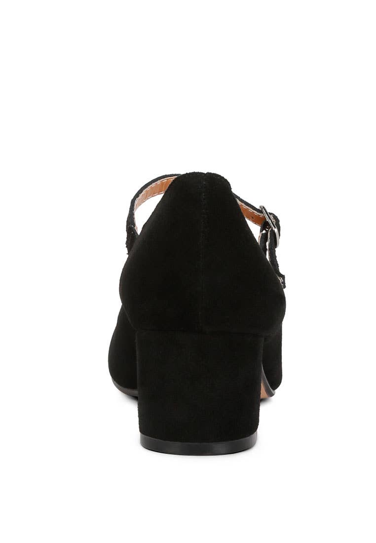 Dallin Suede Block Heel Mary Janes: US-10 / UK-8 / EU-41 / BLACK - Out of the Blue