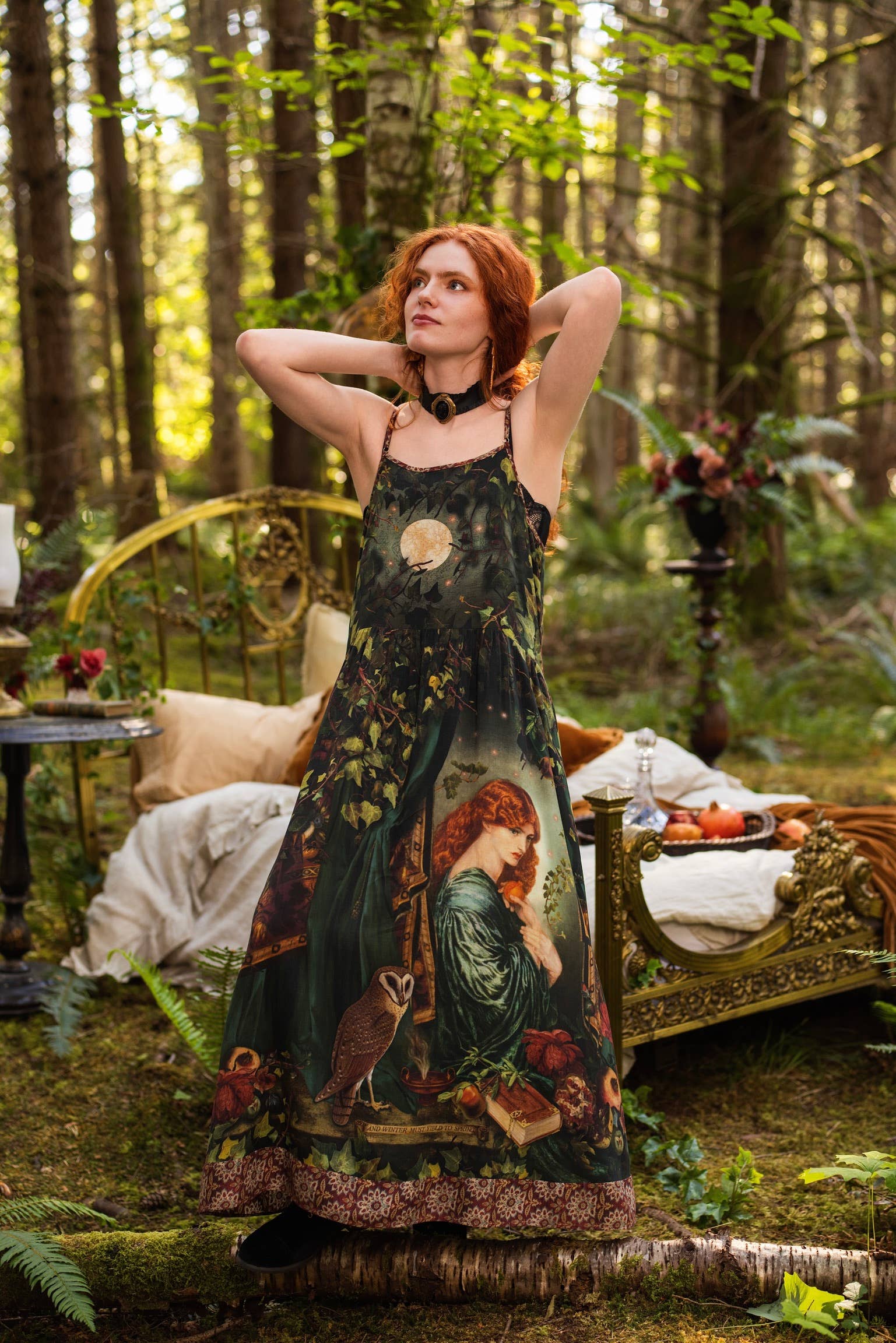 Solstice Bohéme Long Maxi Slip Dress w/ Persephone & Moon