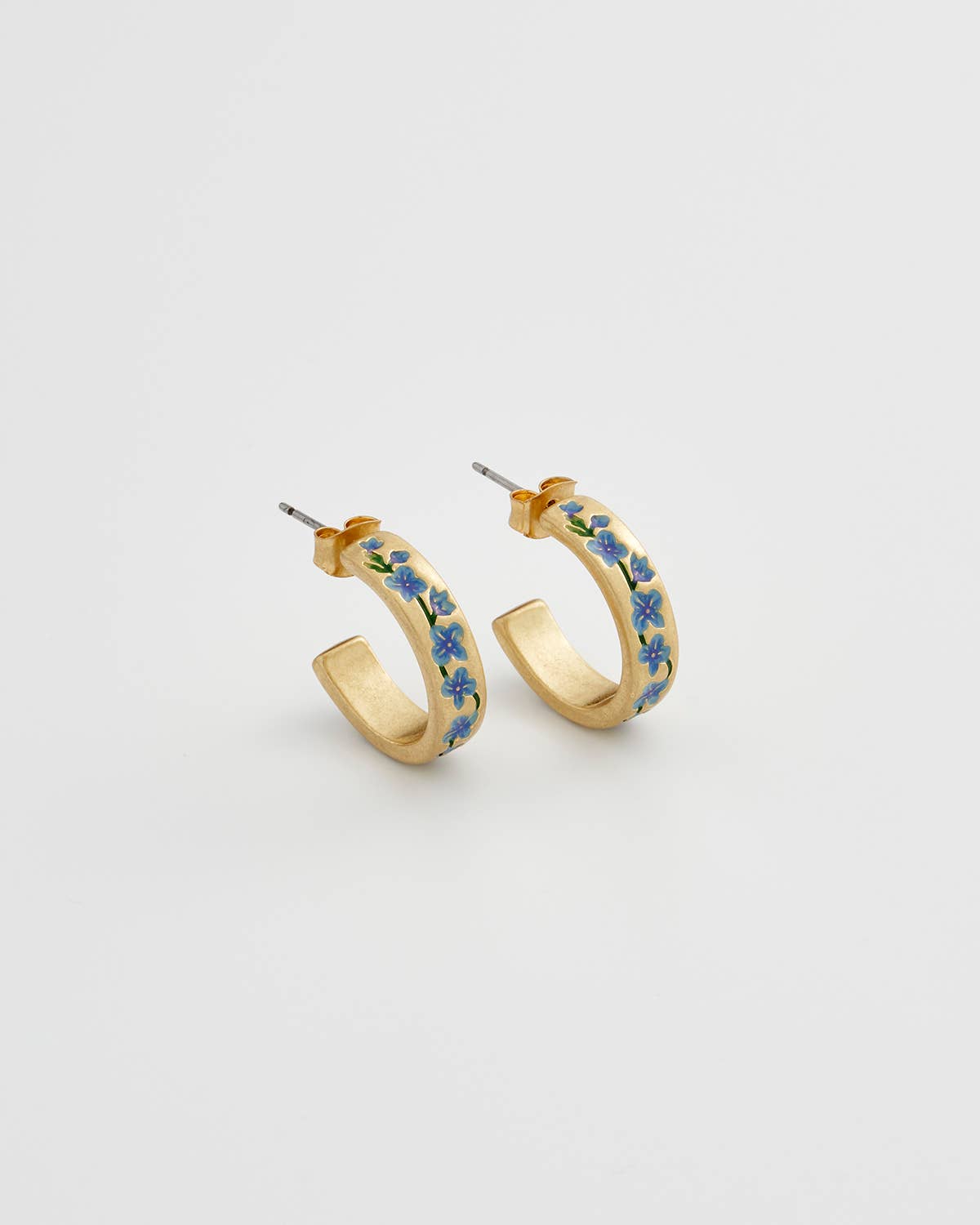 Blue Forget-Me-Not Hoop Earrings - Out of the Blue