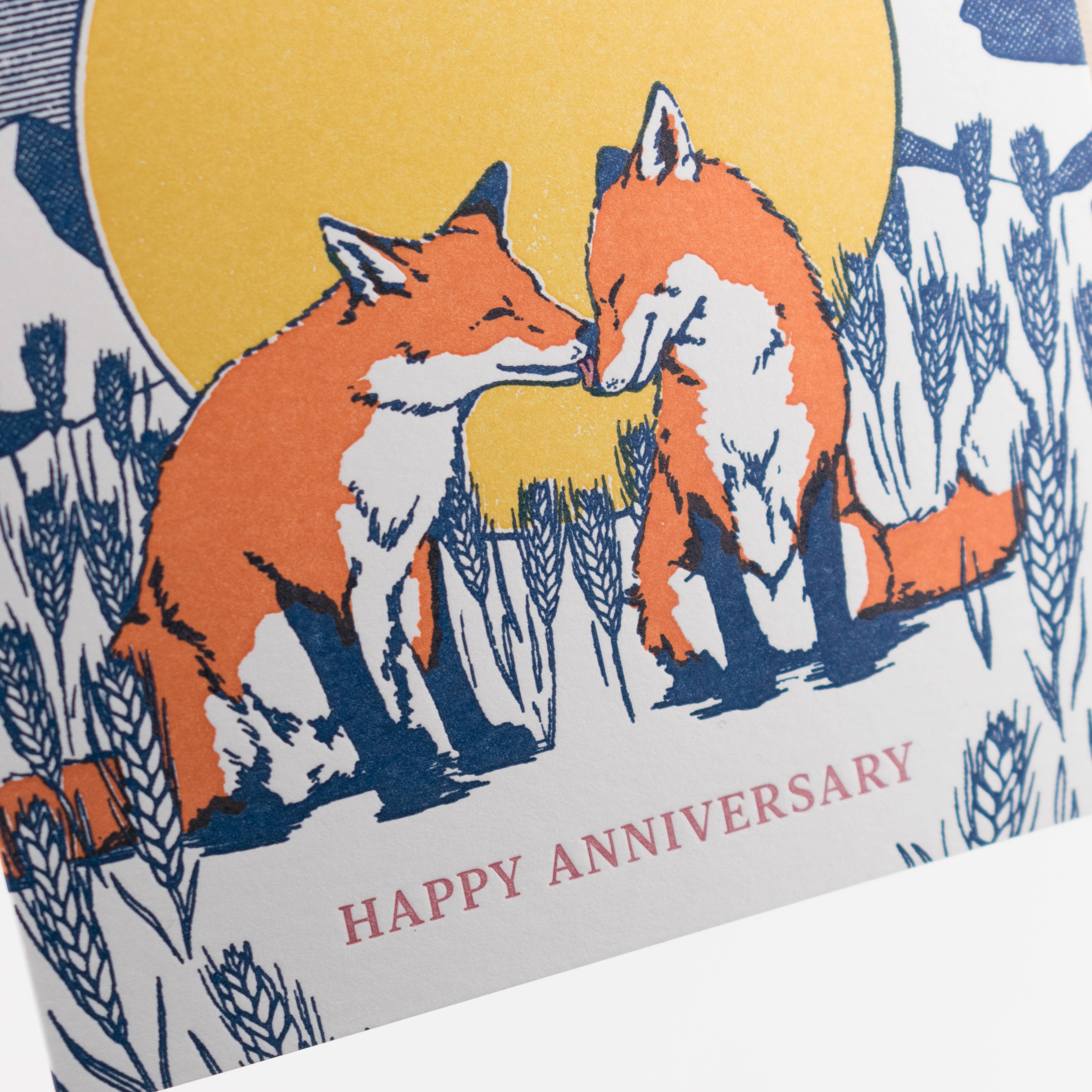 Anniversary Foxes in Love Card - Out of the Blue