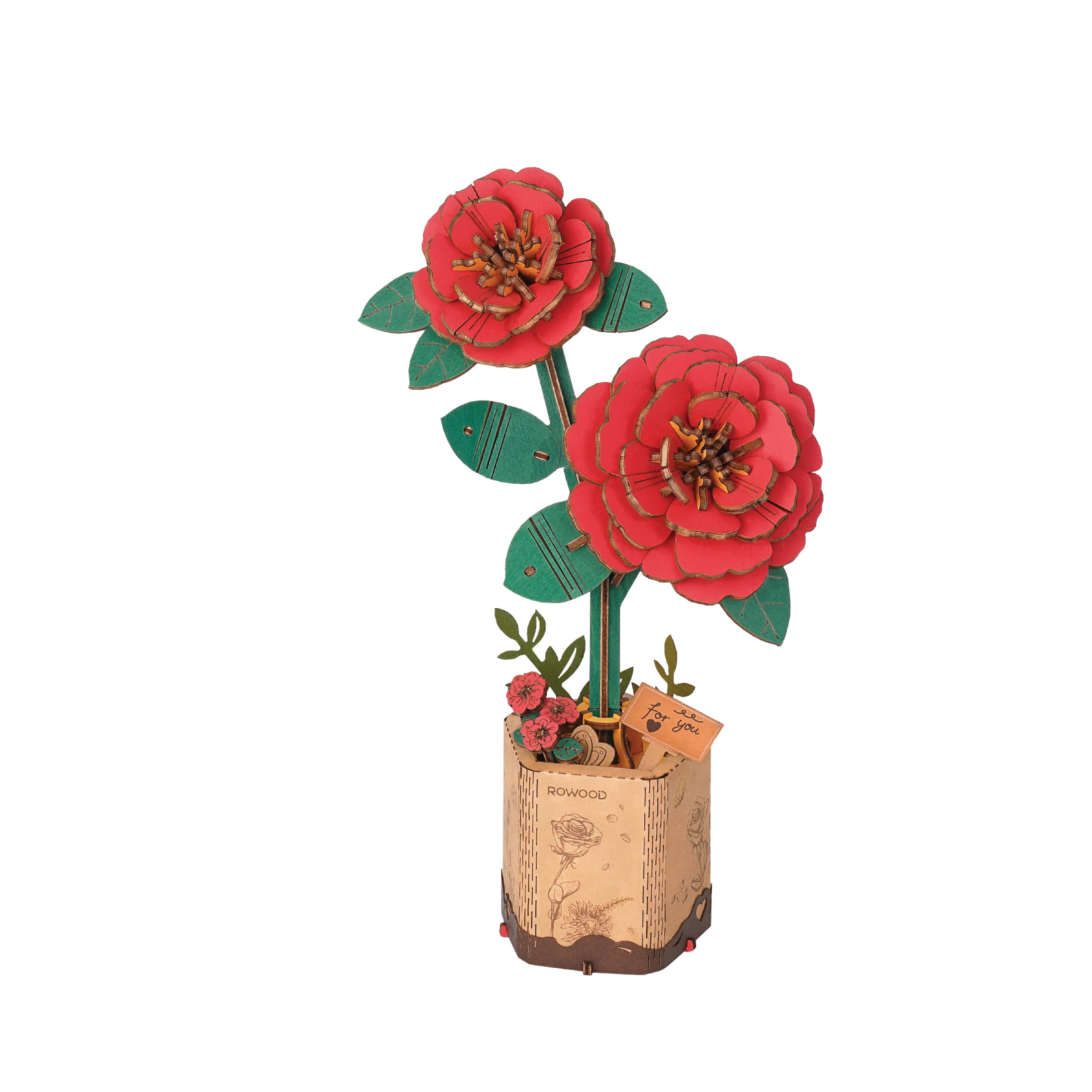 Camelia 3D Wooden Flower Puzzle - Out of the Blue