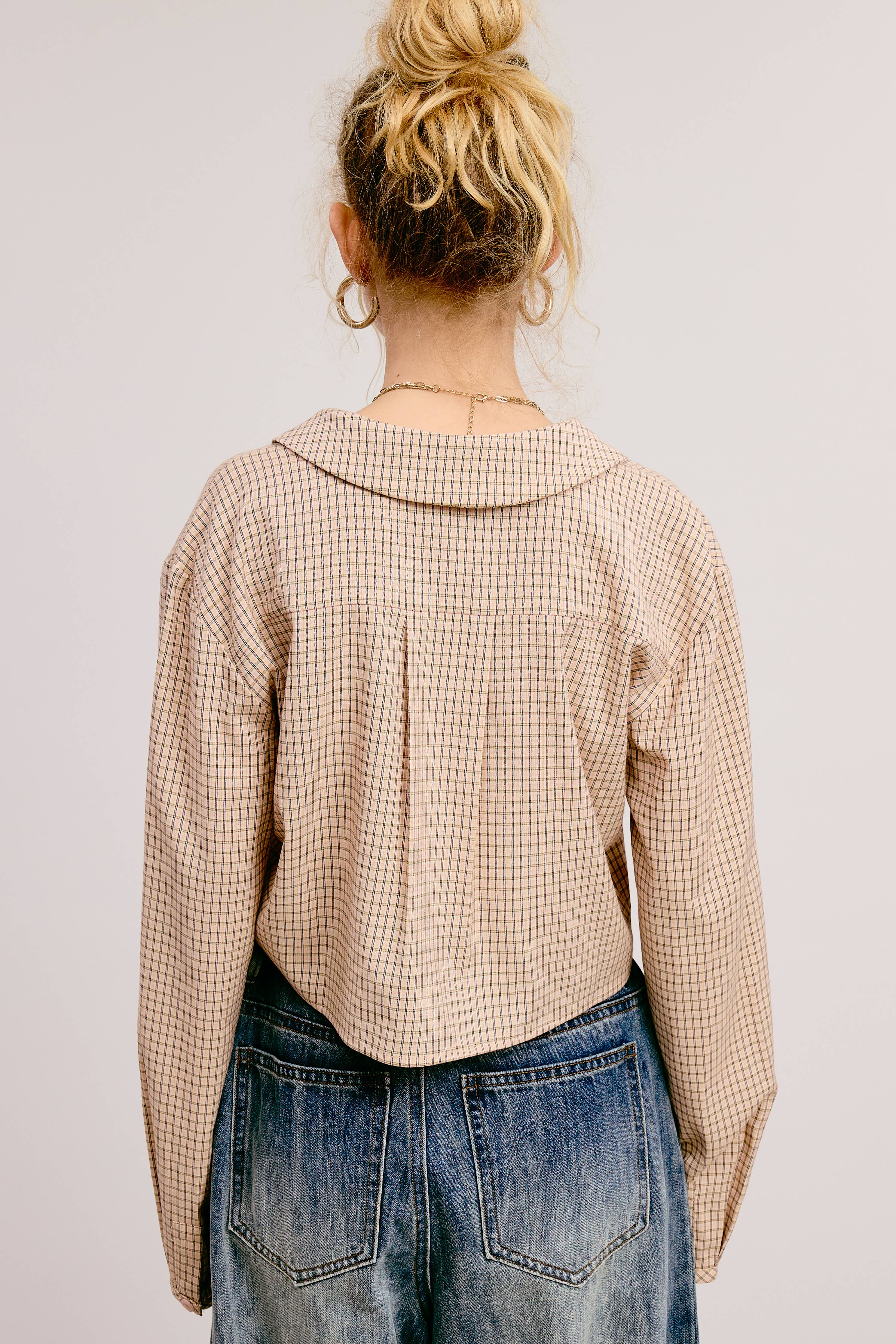 PETER PAN COLLAR GINGHAM BLOUSE - Out of the Blue