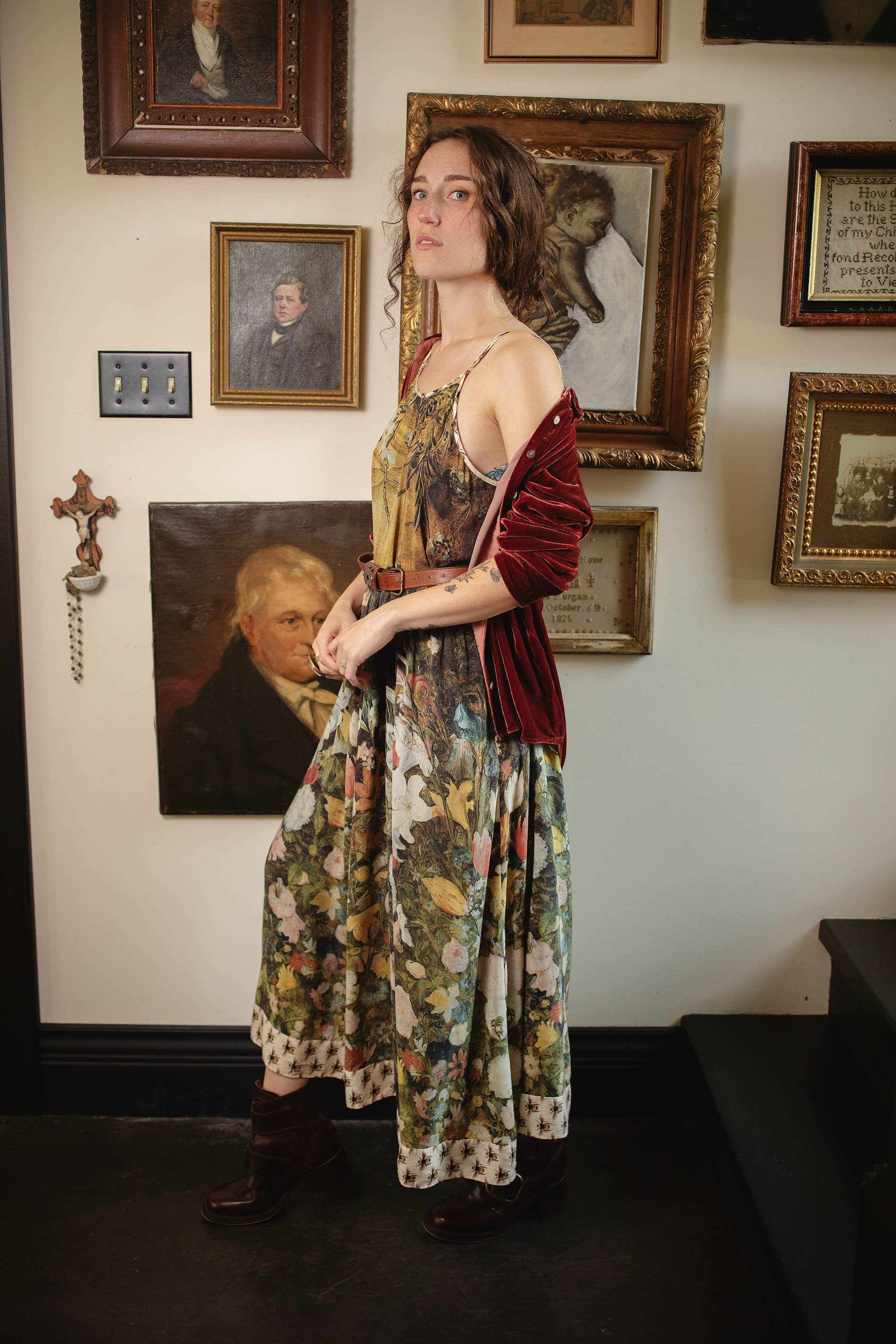 I Dream in Flowers Bohéme Slip Dress With Bees: S/M (fits approx. size 6-10) - Out of the Blue