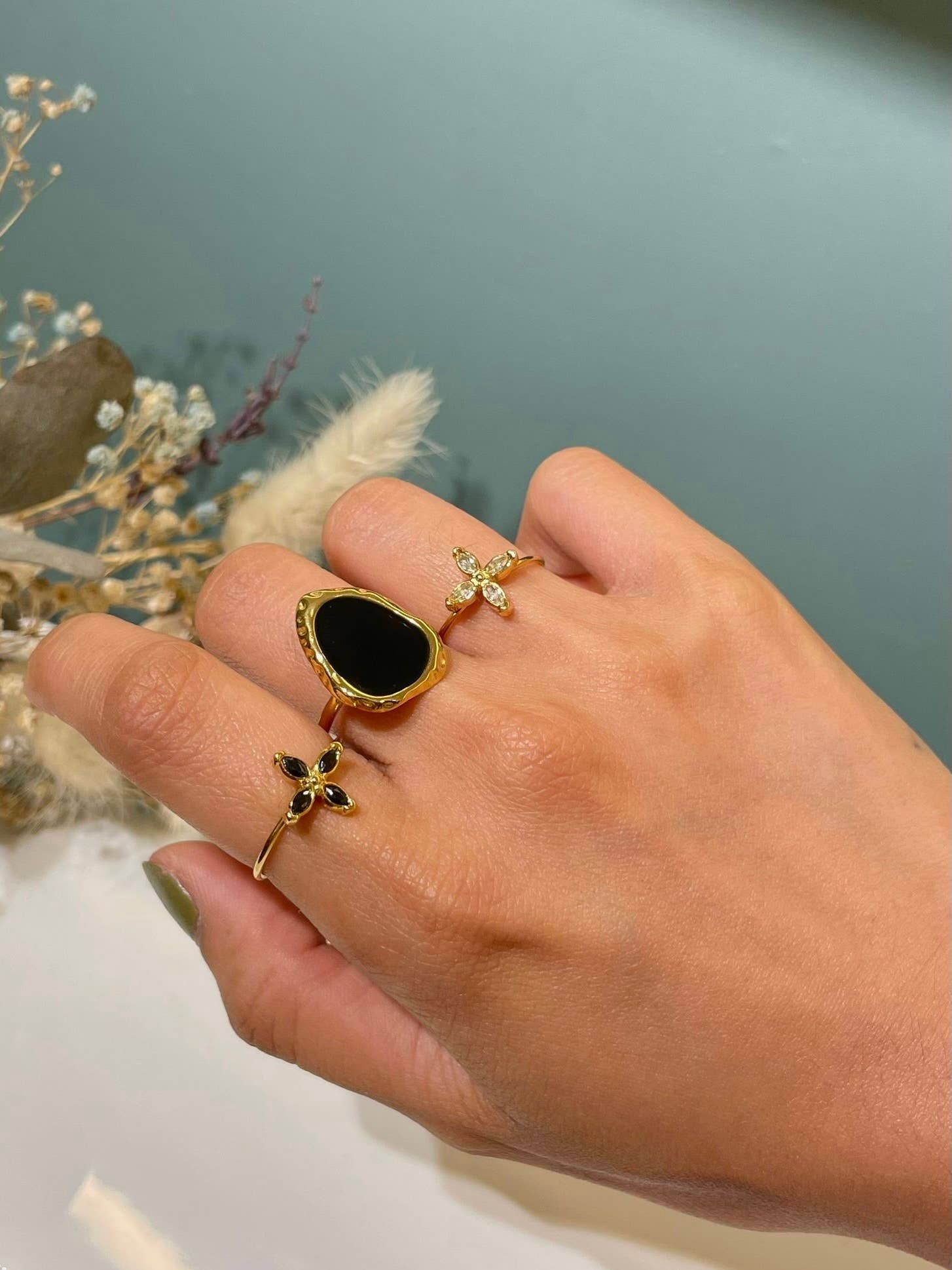 Reyna Stainless Steel Adjustable Ring - Out of the Blue