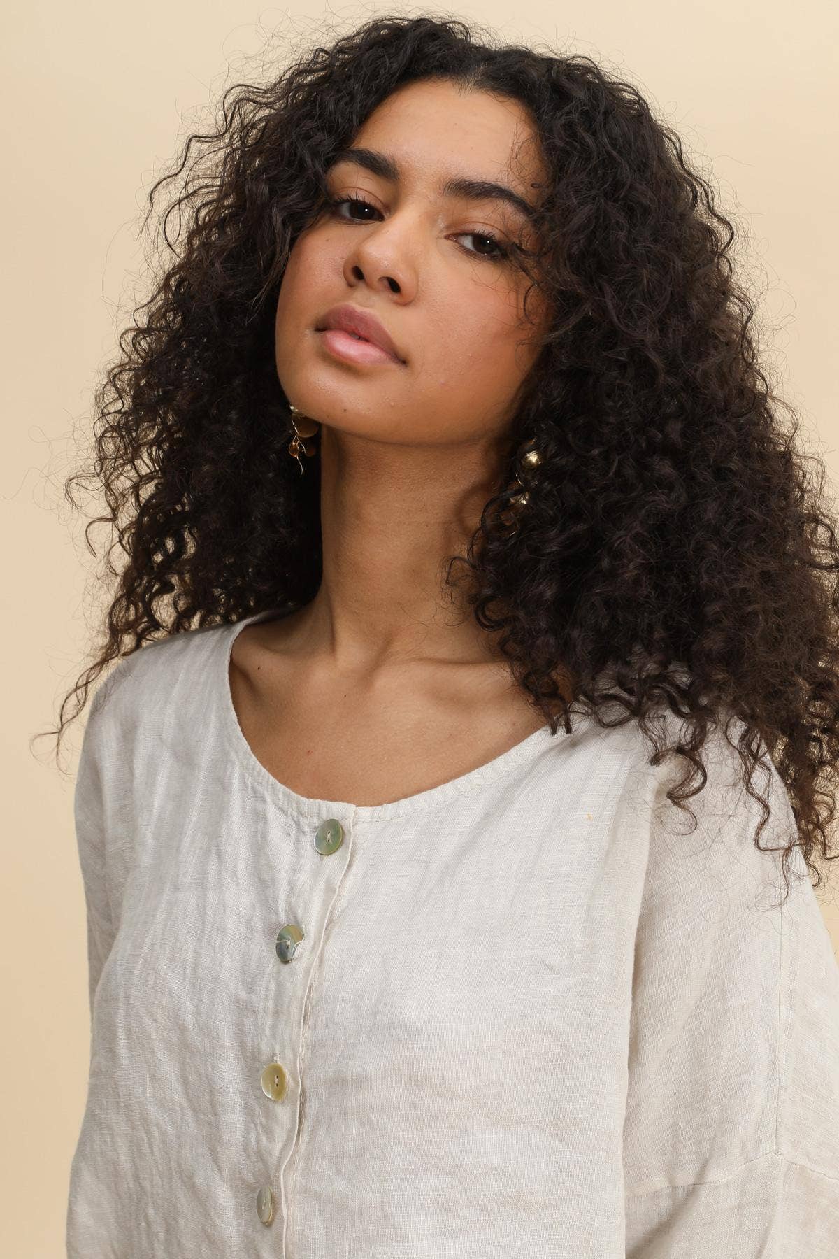 Cropped Linen Blouse - Out of the Blue