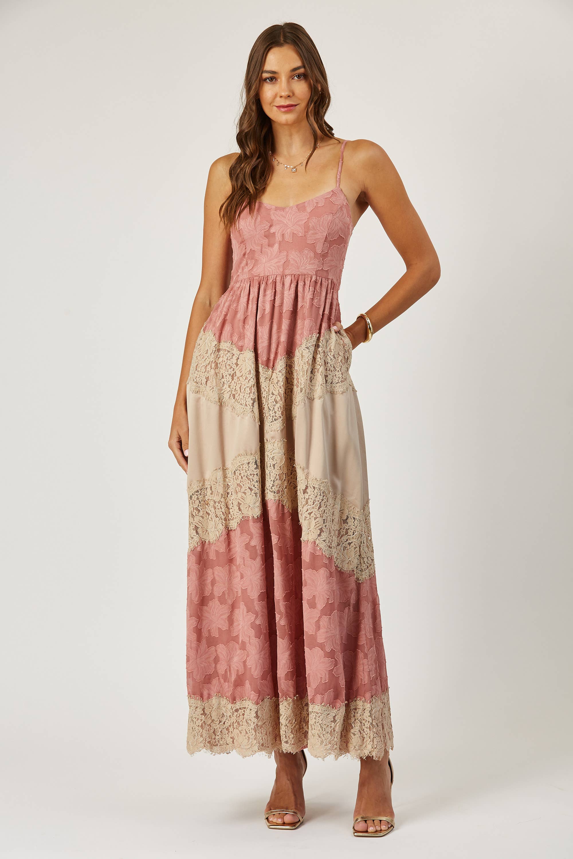 Charlotte lace and burnout maxi dress - Out of the Blue