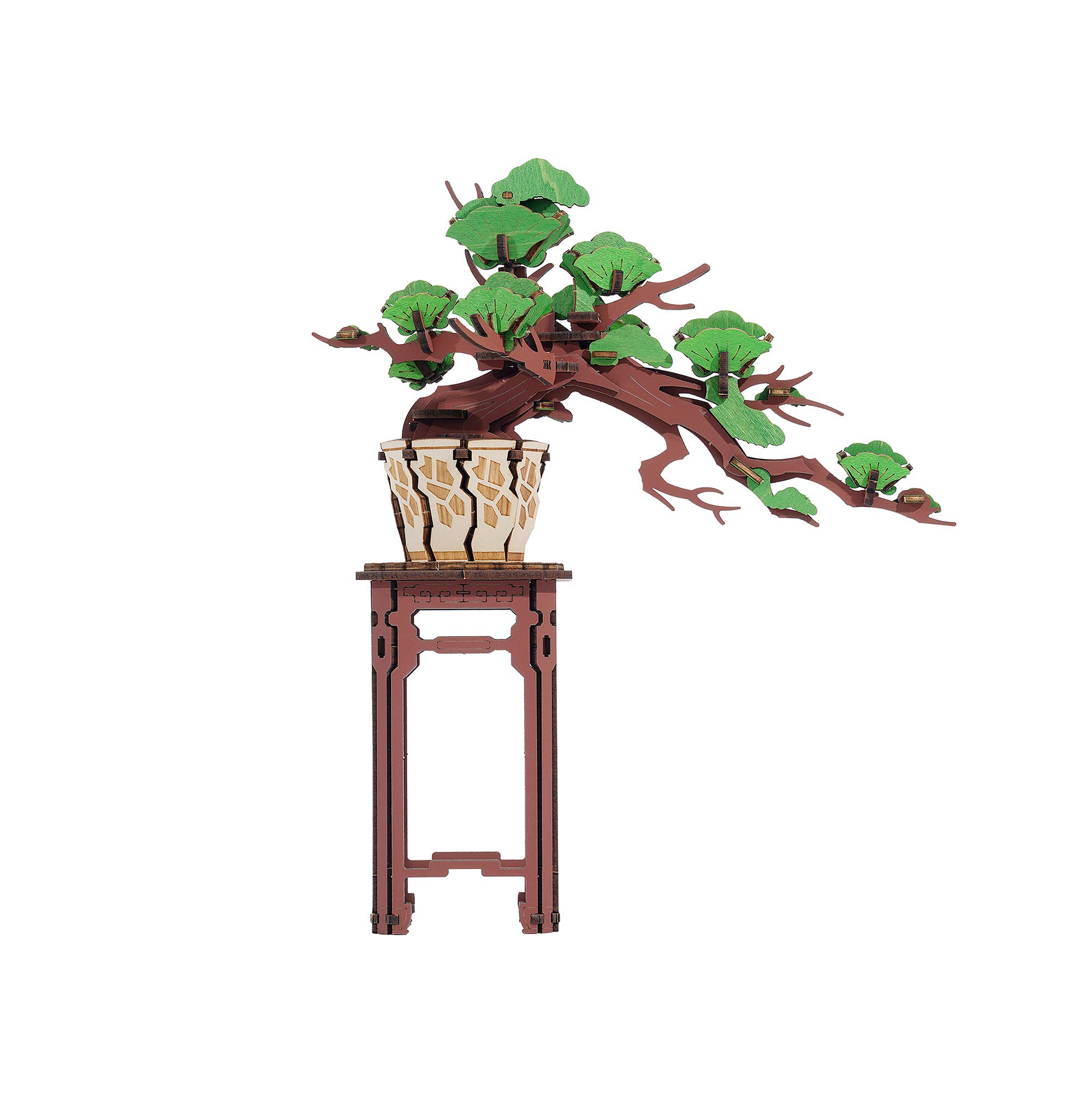 Modern Wooden Puzzle: Evergreen Pine Bonsai - Out of the Blue