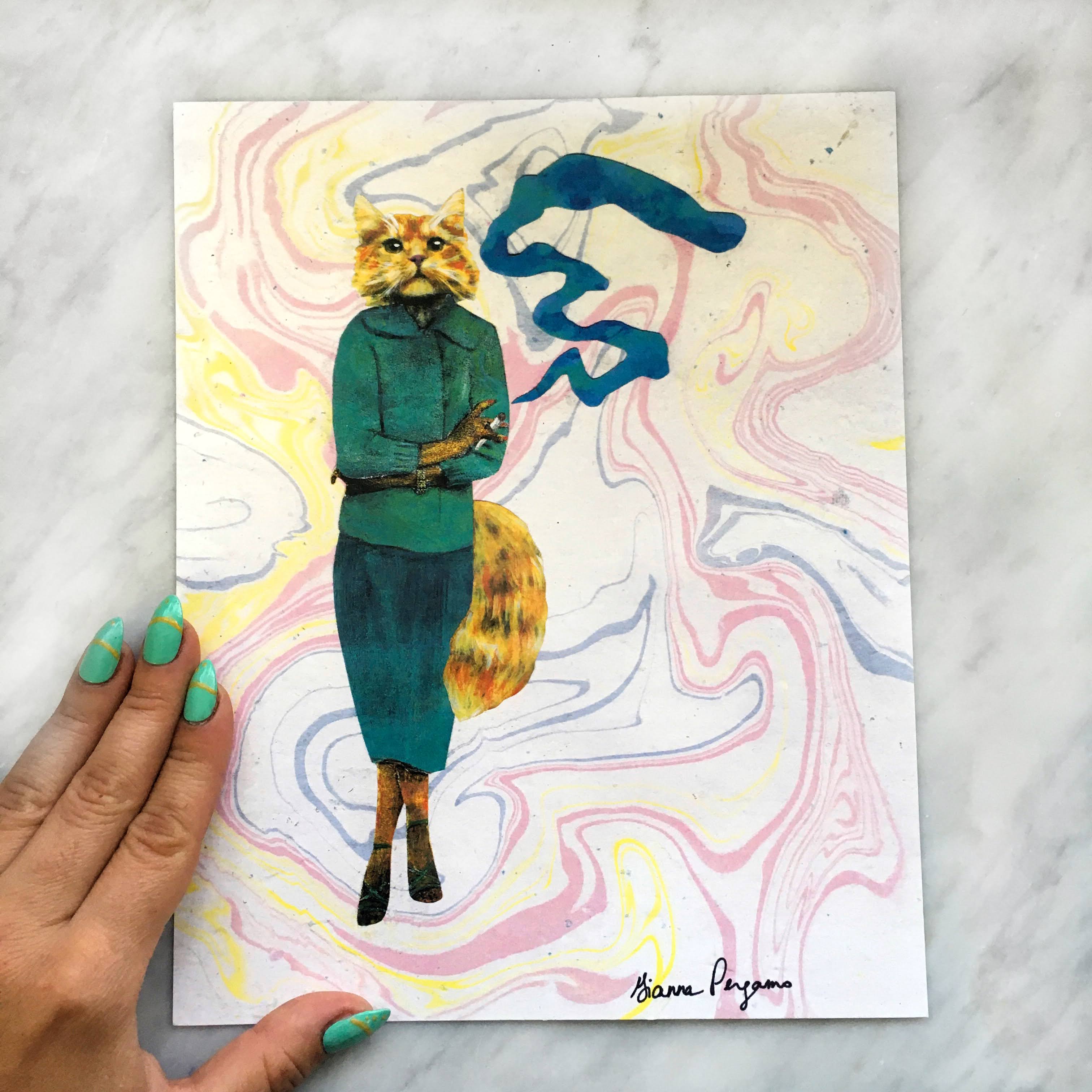 Cannabis Cat 8x10" Art Print - Out of the Blue