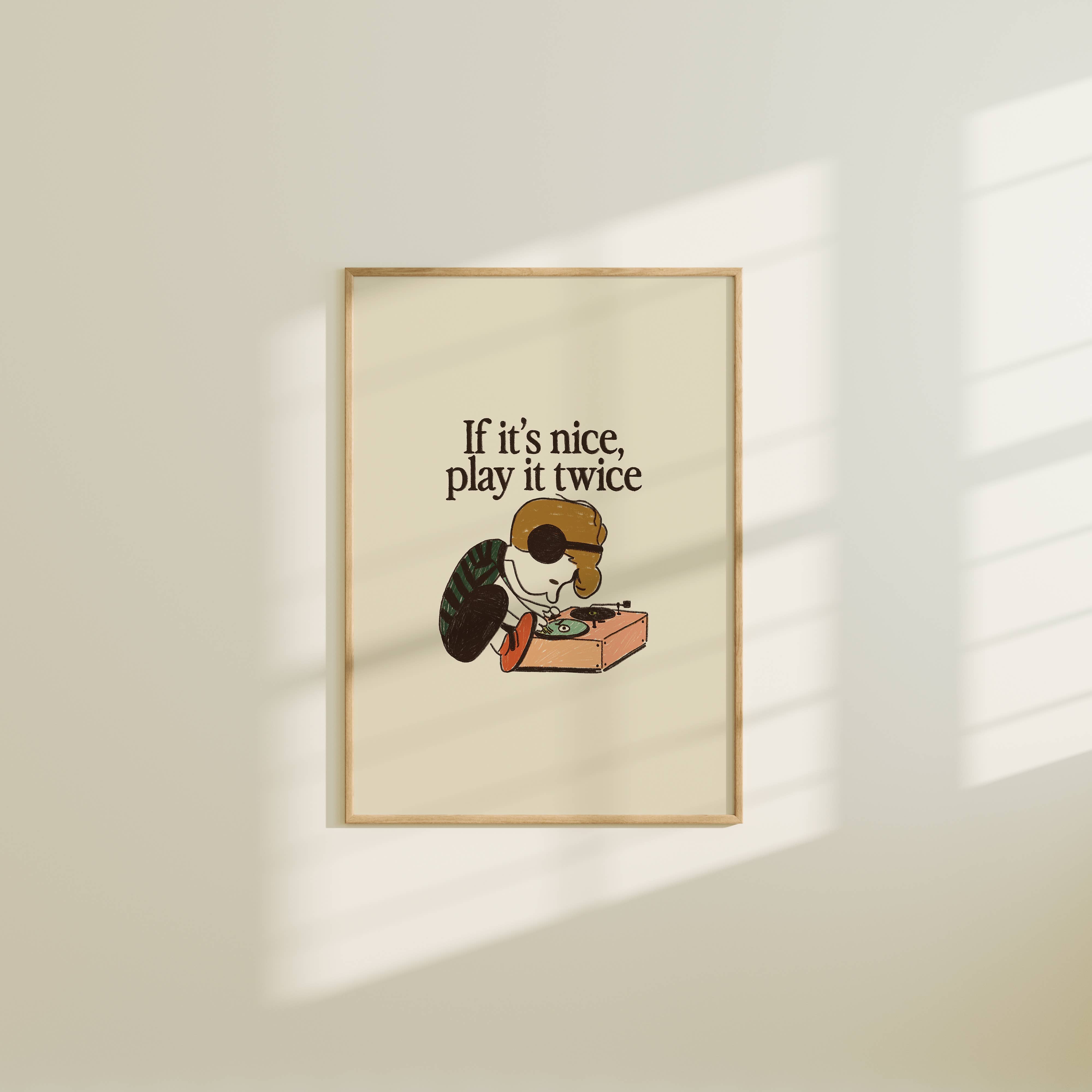 If It's Nice, Play It Twice Vintage Vinyl Art Print - Out of the Blue