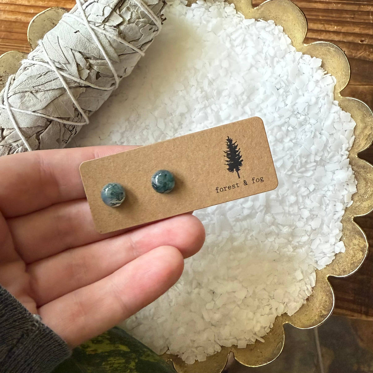 Moss Agate Stud