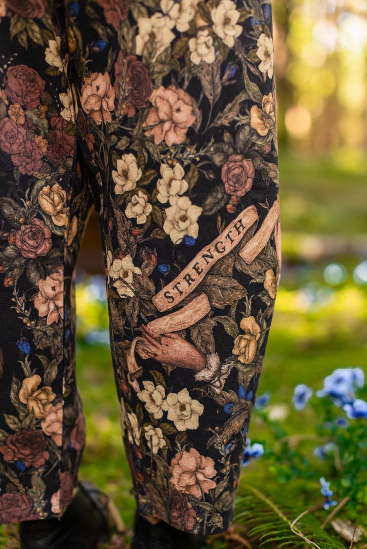 Lionheart Linen Crop Artist Pant w/ florals & Narnia print - Out of the Blue