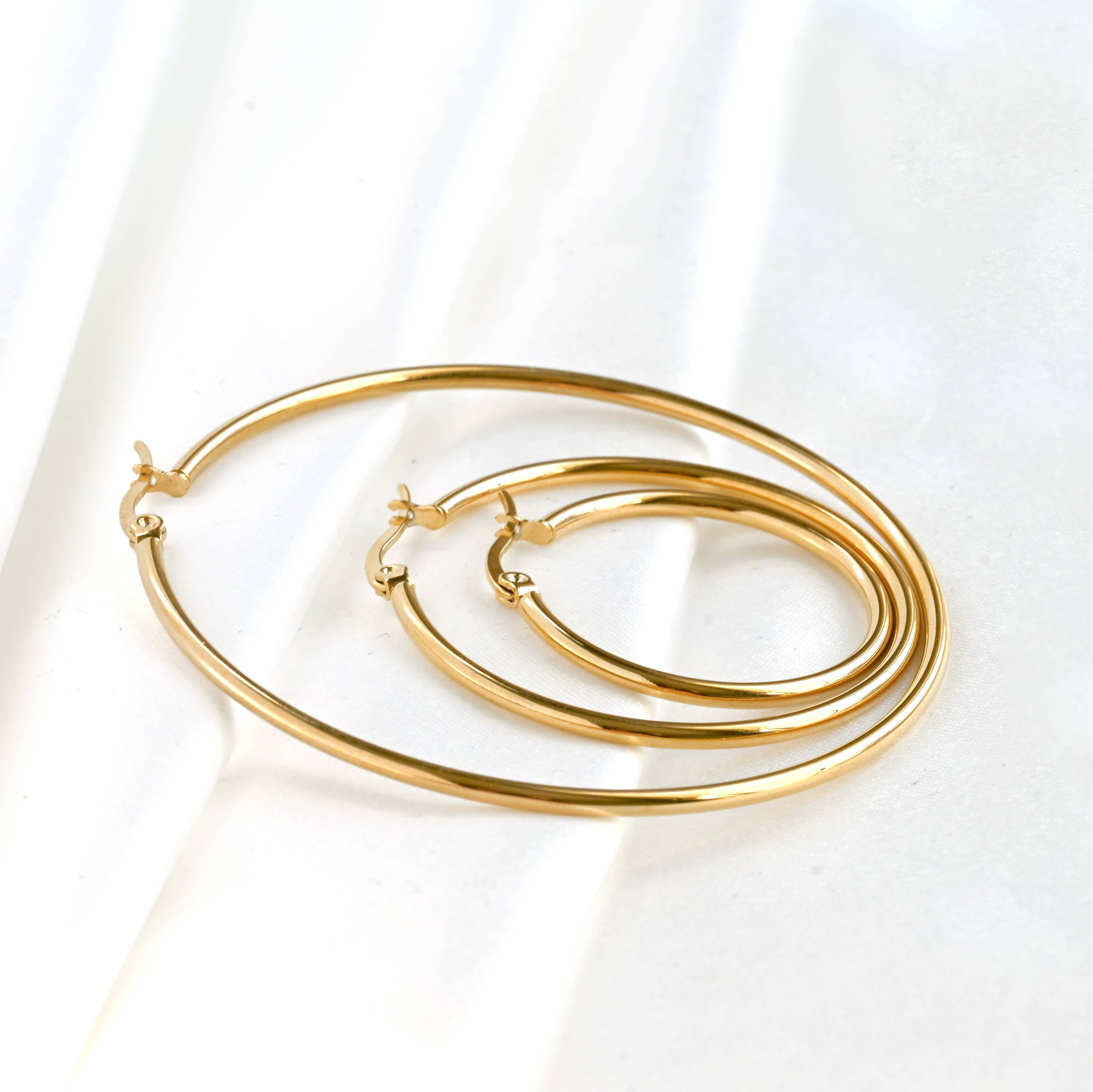 1.8 mm Large Gold Tarnish-free Hoop Earrings - Out of the Blue