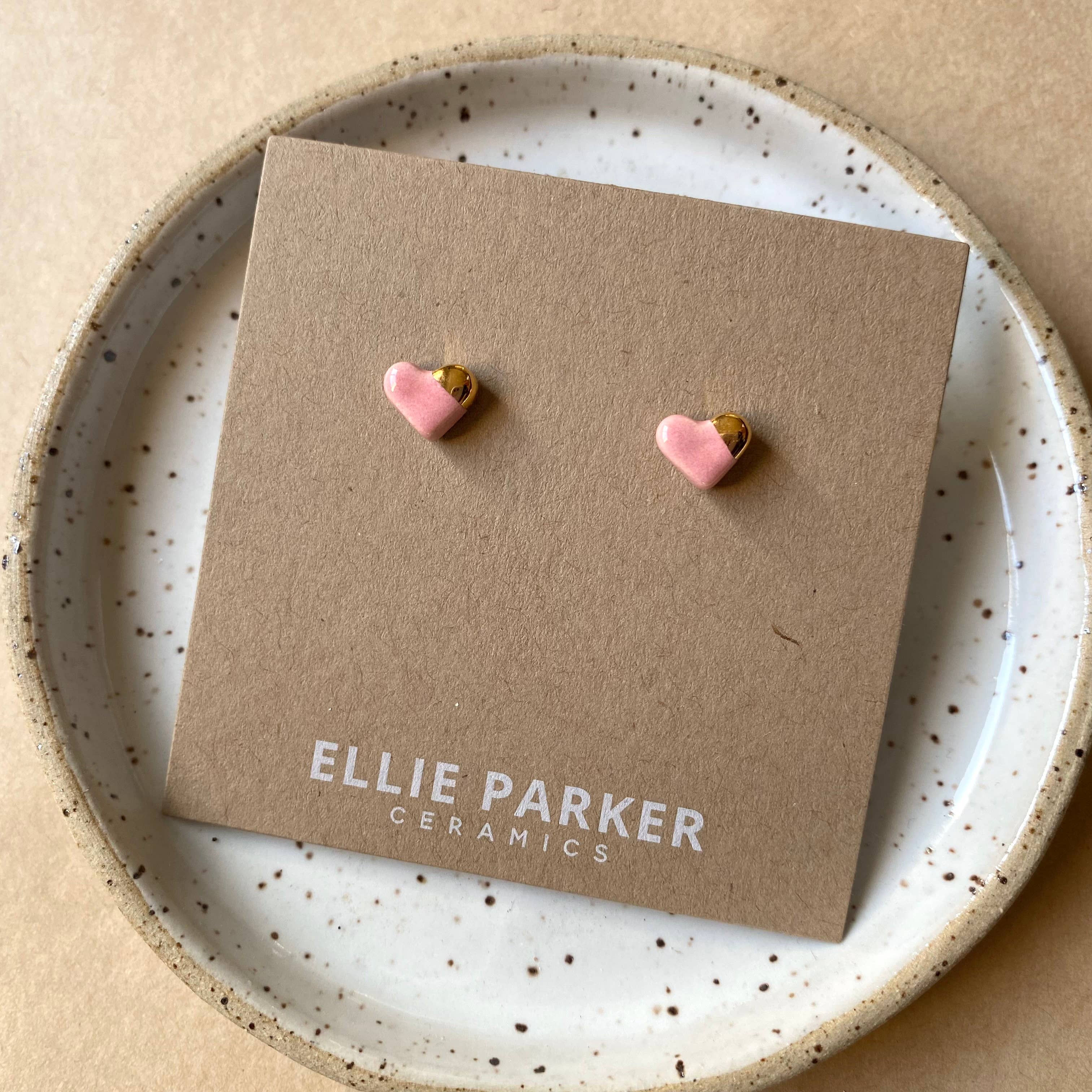 Heart Pink Ceramic Stud Earrings - Out of the Blue