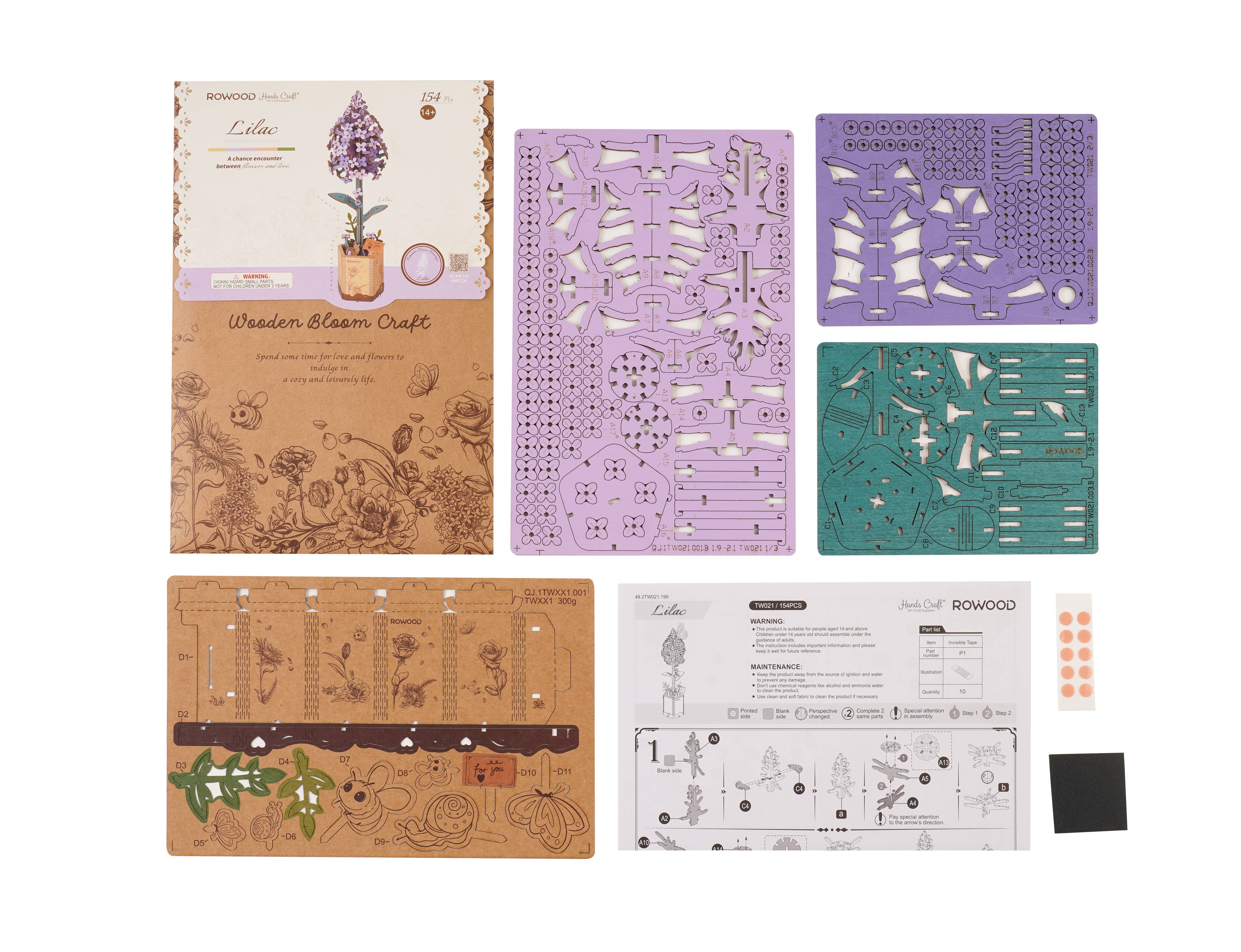 Lilac 3D Wooden Flower Puzzle - Out of the Blue