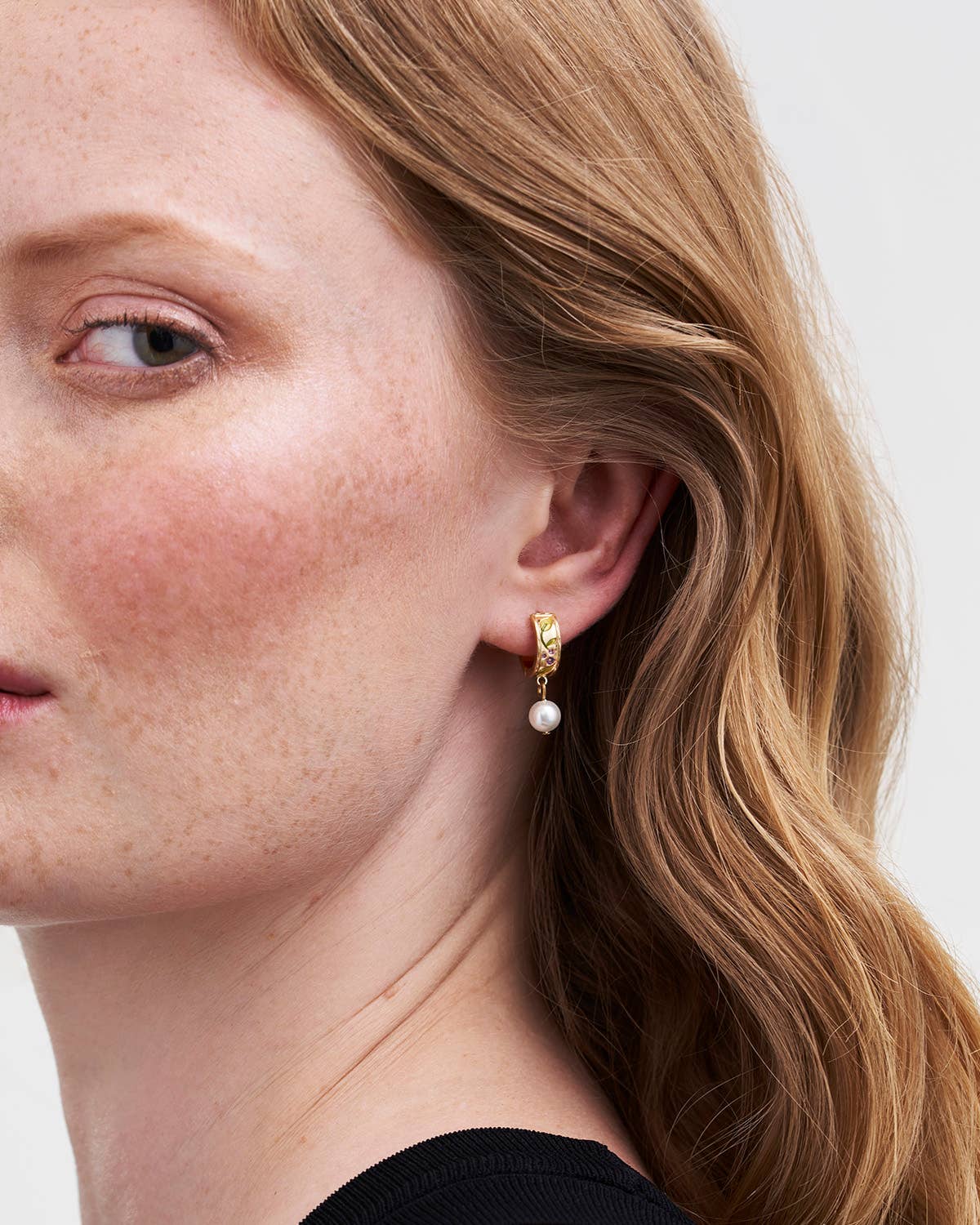 Blackberry Bramble Pearl Drop Gold Earrings - Out of the Blue