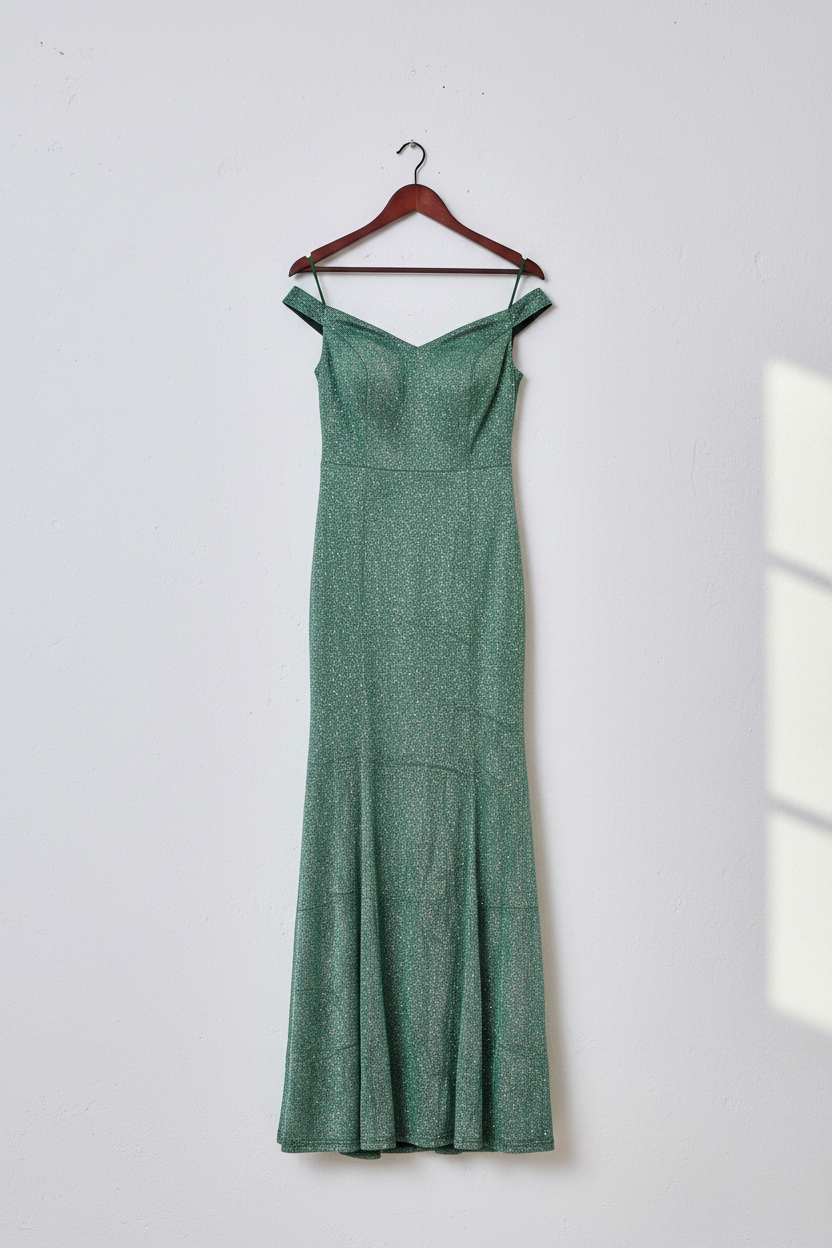 Generating the green Genevieve Evening Dress on a hanger